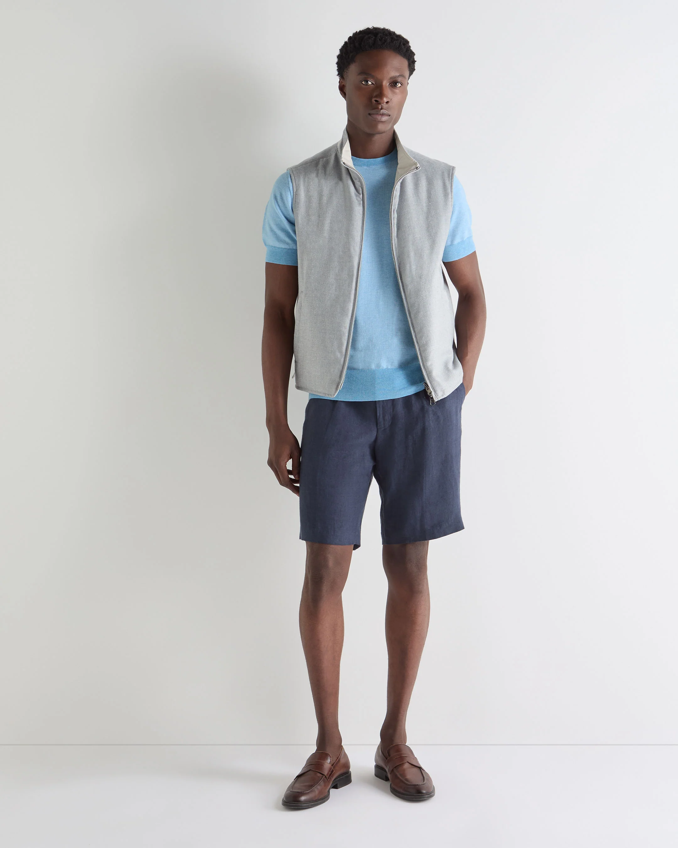 Men's Newquay Cotton Cashmere T-Shirt Cornflower Blue - Image 3