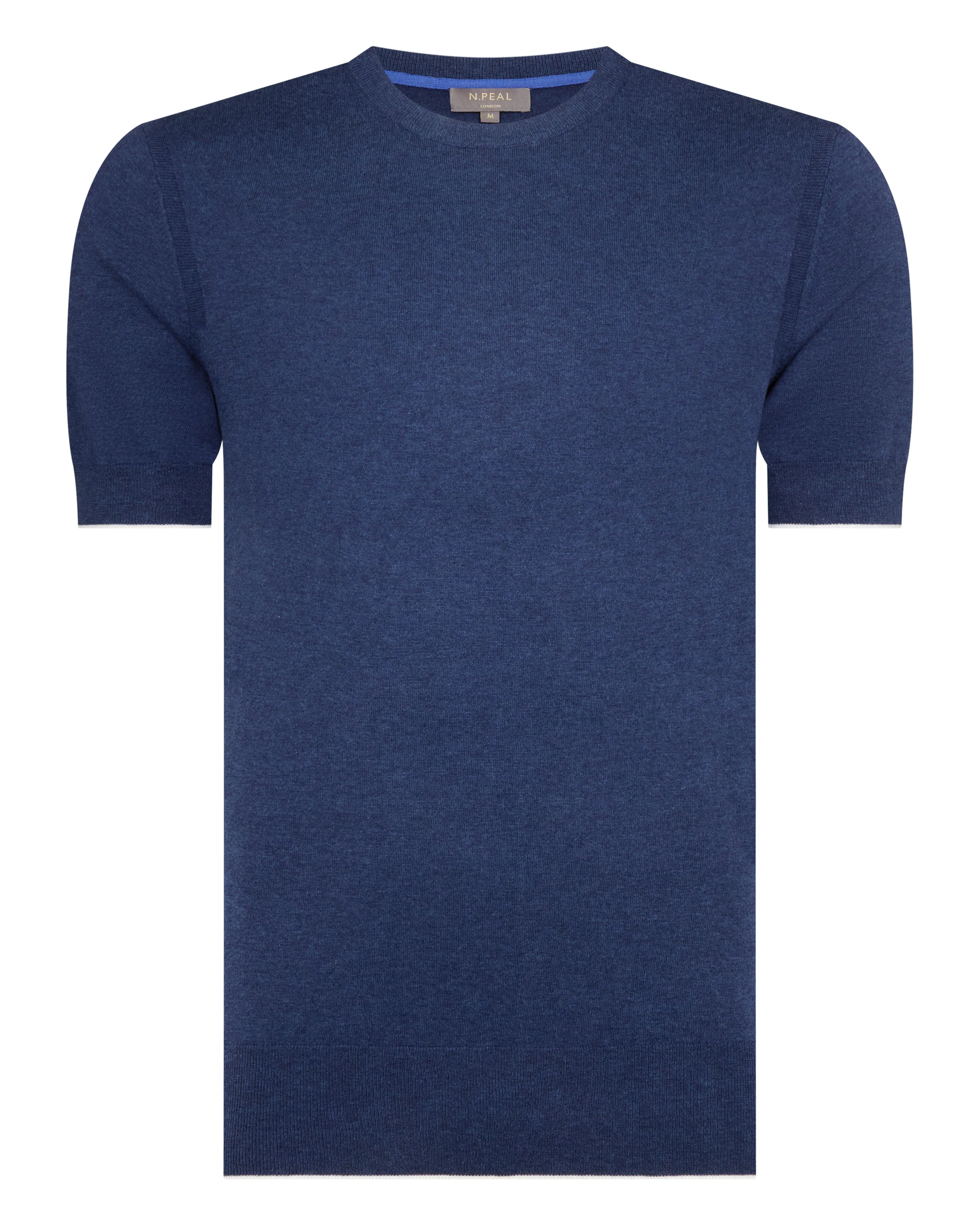 Men's Newquay Cotton Cashmere T-Shirt Dark Denim Blue - Image 2