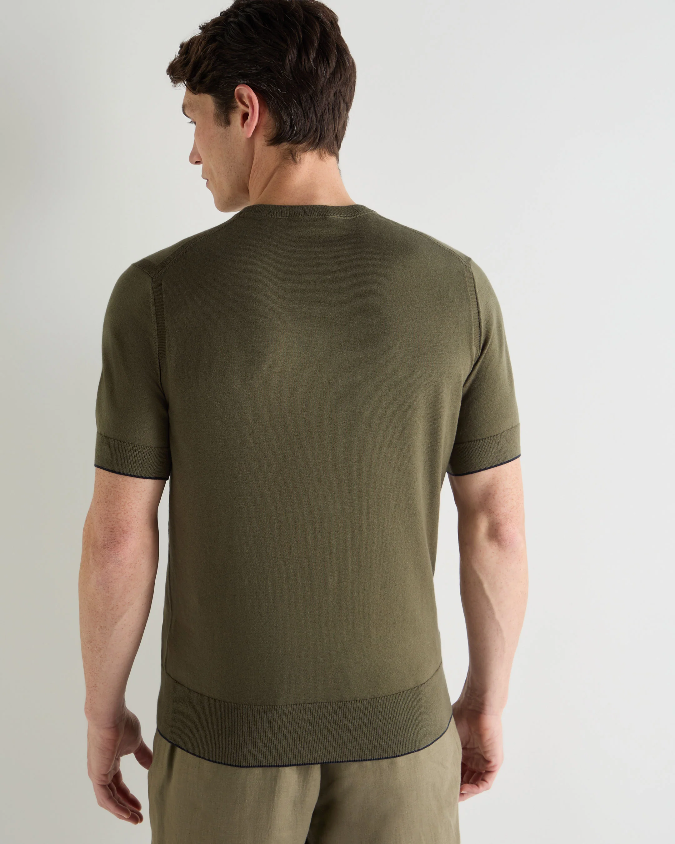 Men's Newquay Cotton Cashmere T-Shirt Khaki Green - Image 4