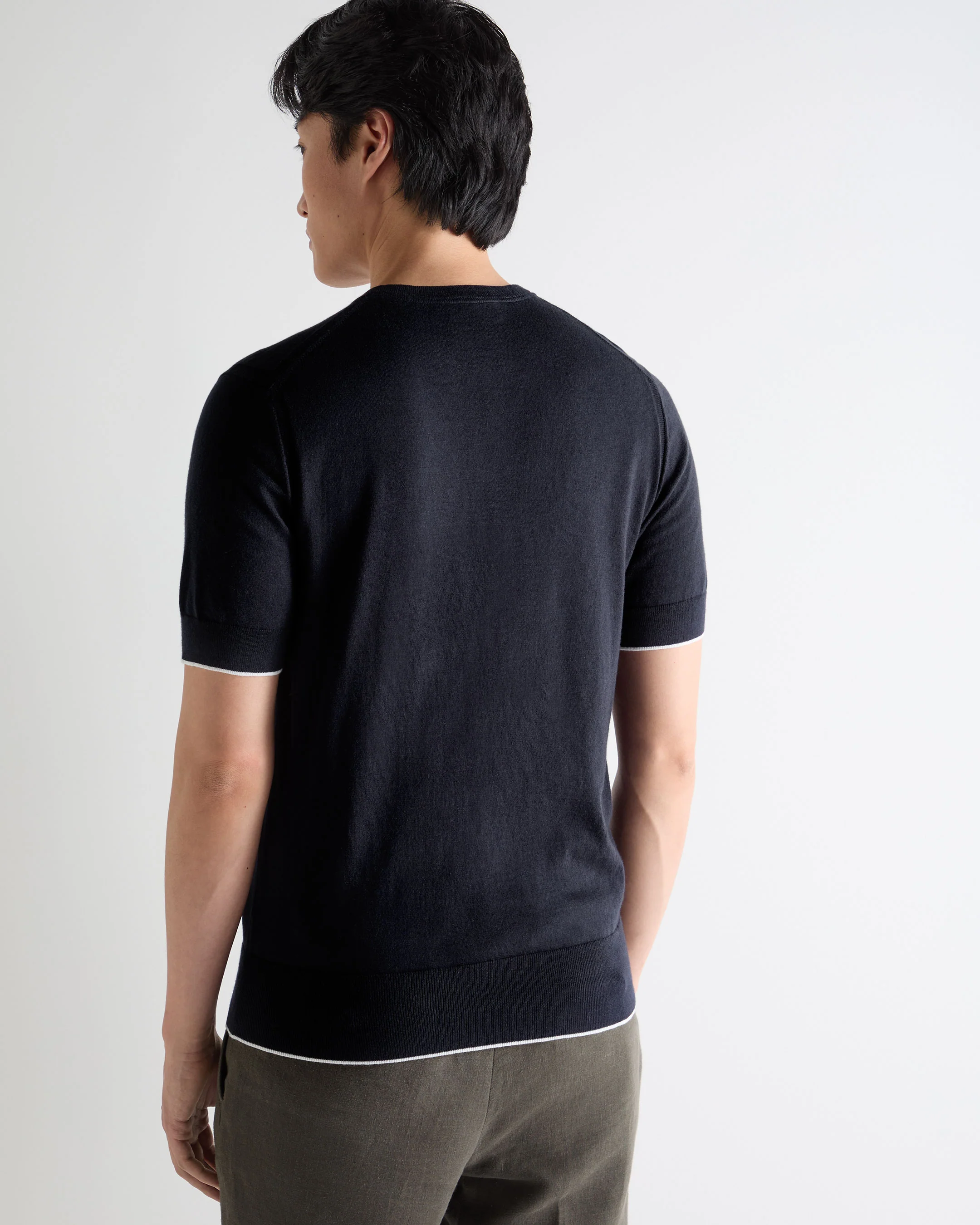 Men's Newquay Cotton Cashmere T-Shirt Navy Blue - Image 4