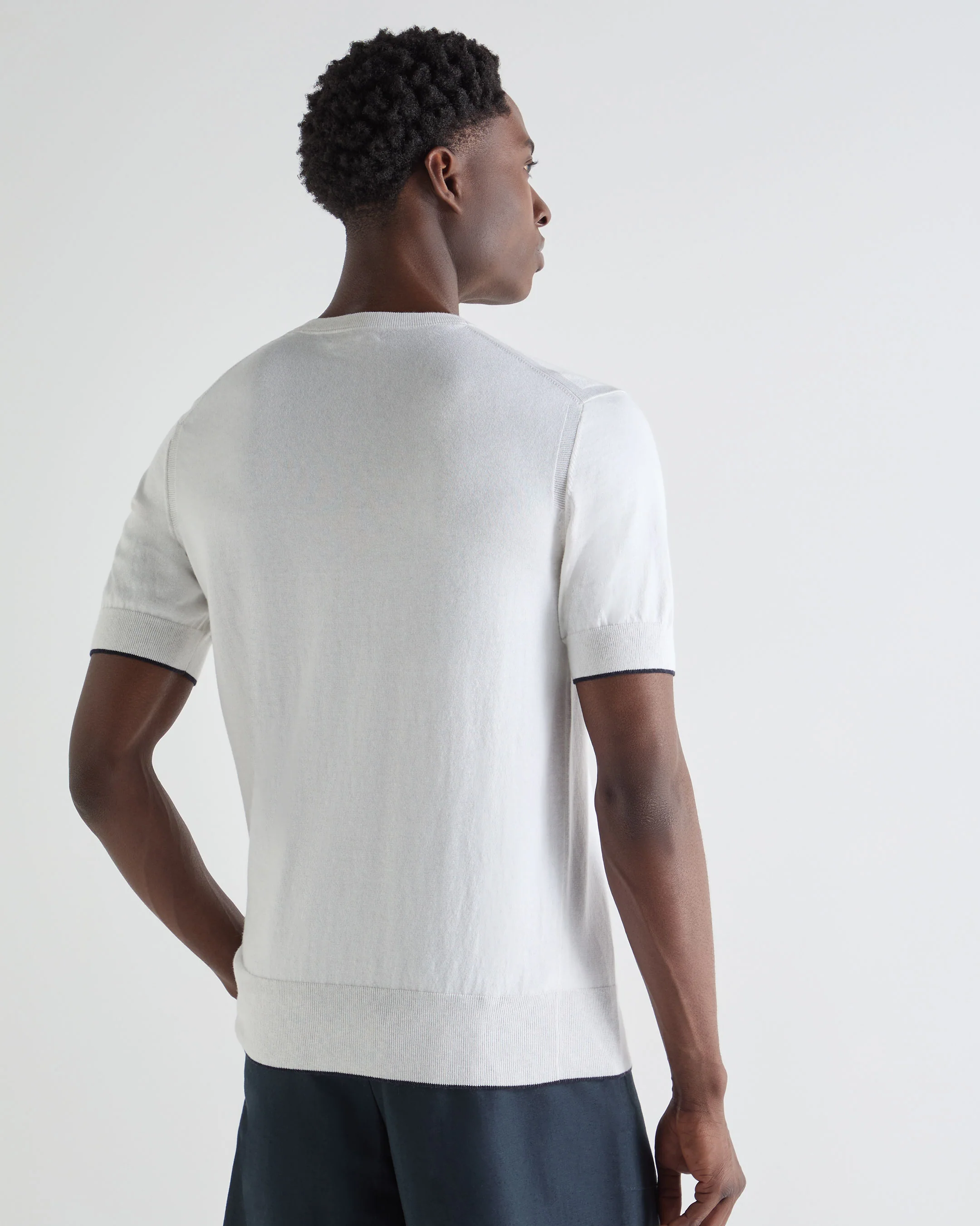 Men's Newquay Cotton Cashmere T-Shirt New Ivory White - Image 4