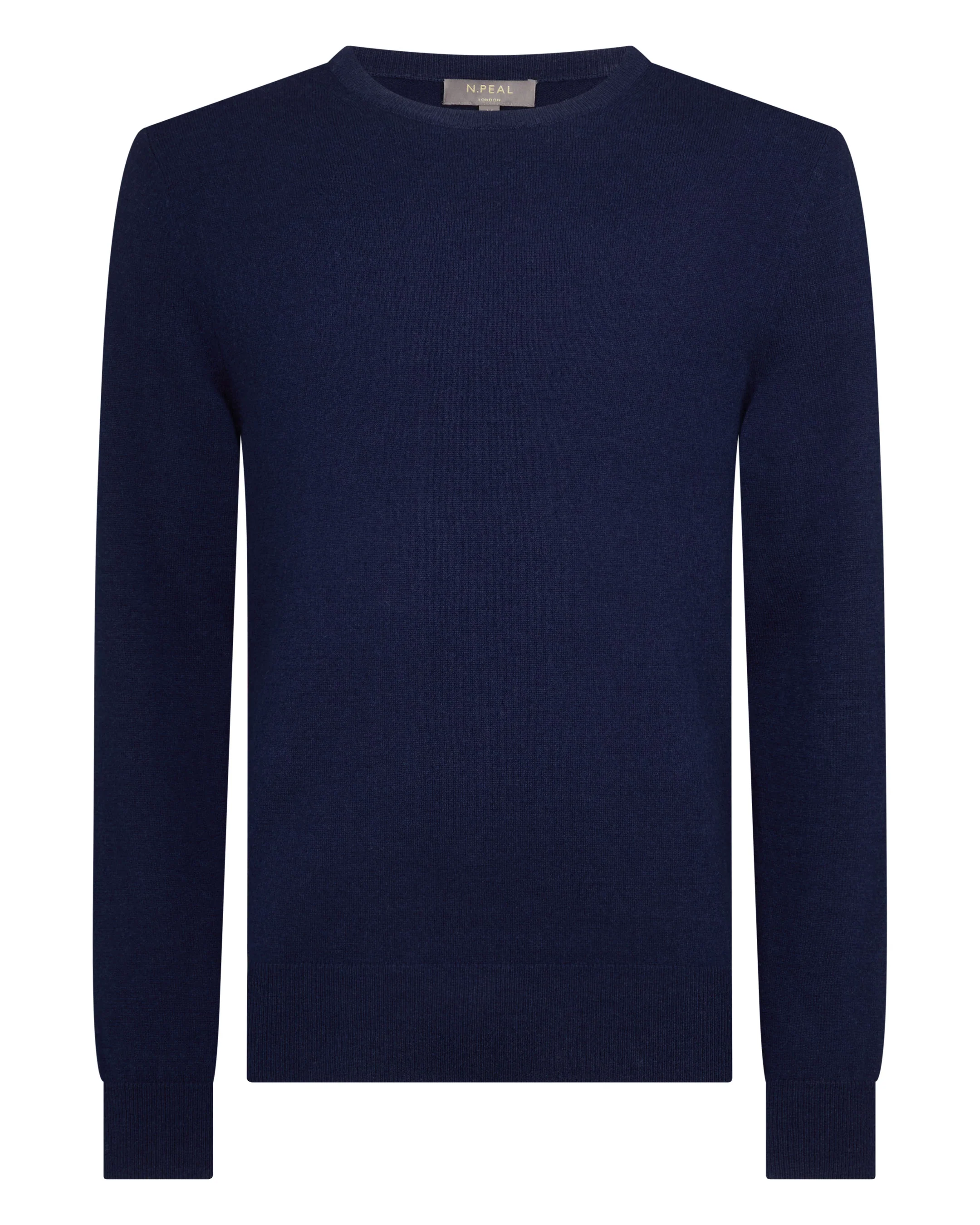Men's Oxford Round Neck Cashmere Jumper Deep French Blue - Image 2