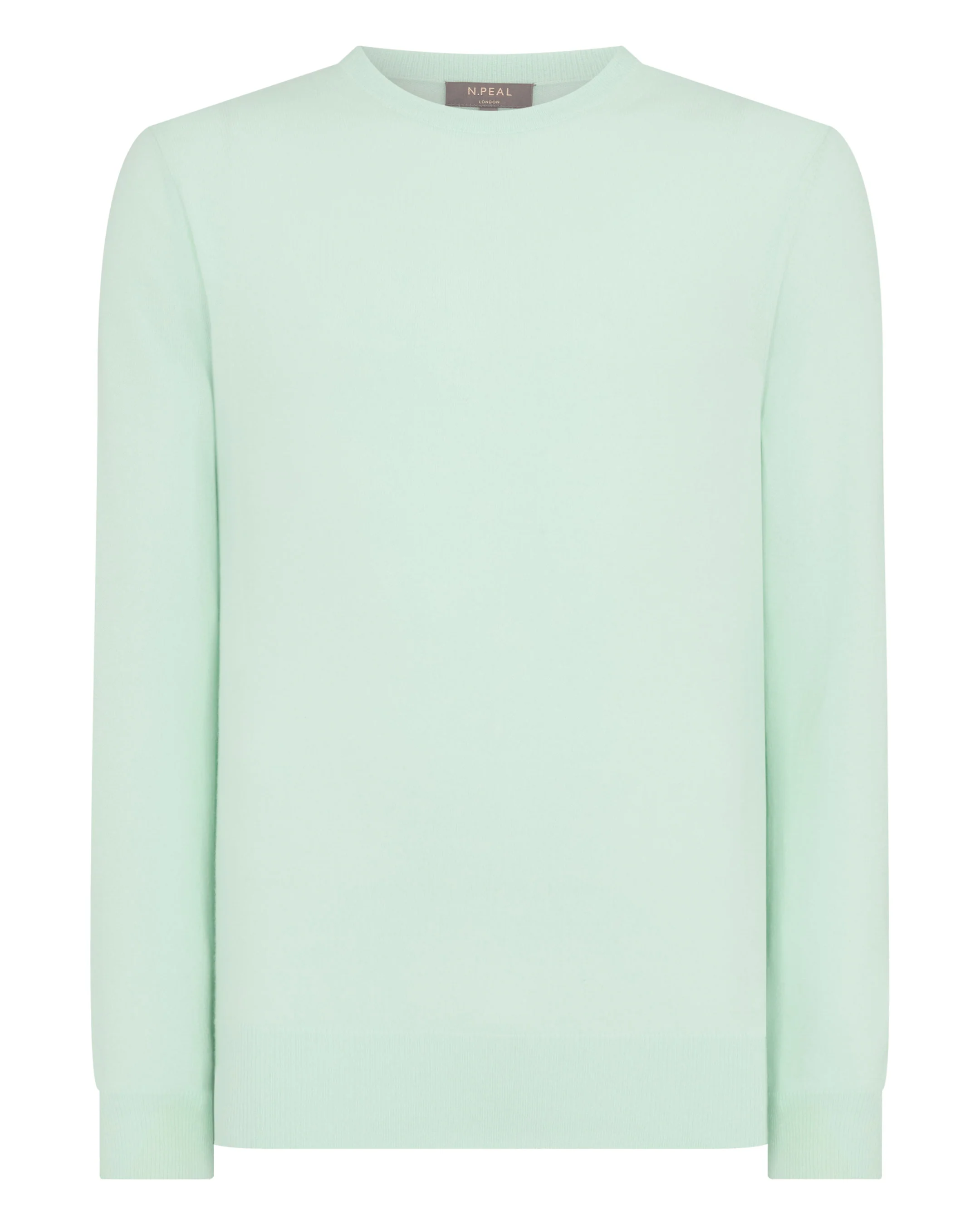 Men's Oxford Round Neck Cashmere Jumper Mint Green - Image 2