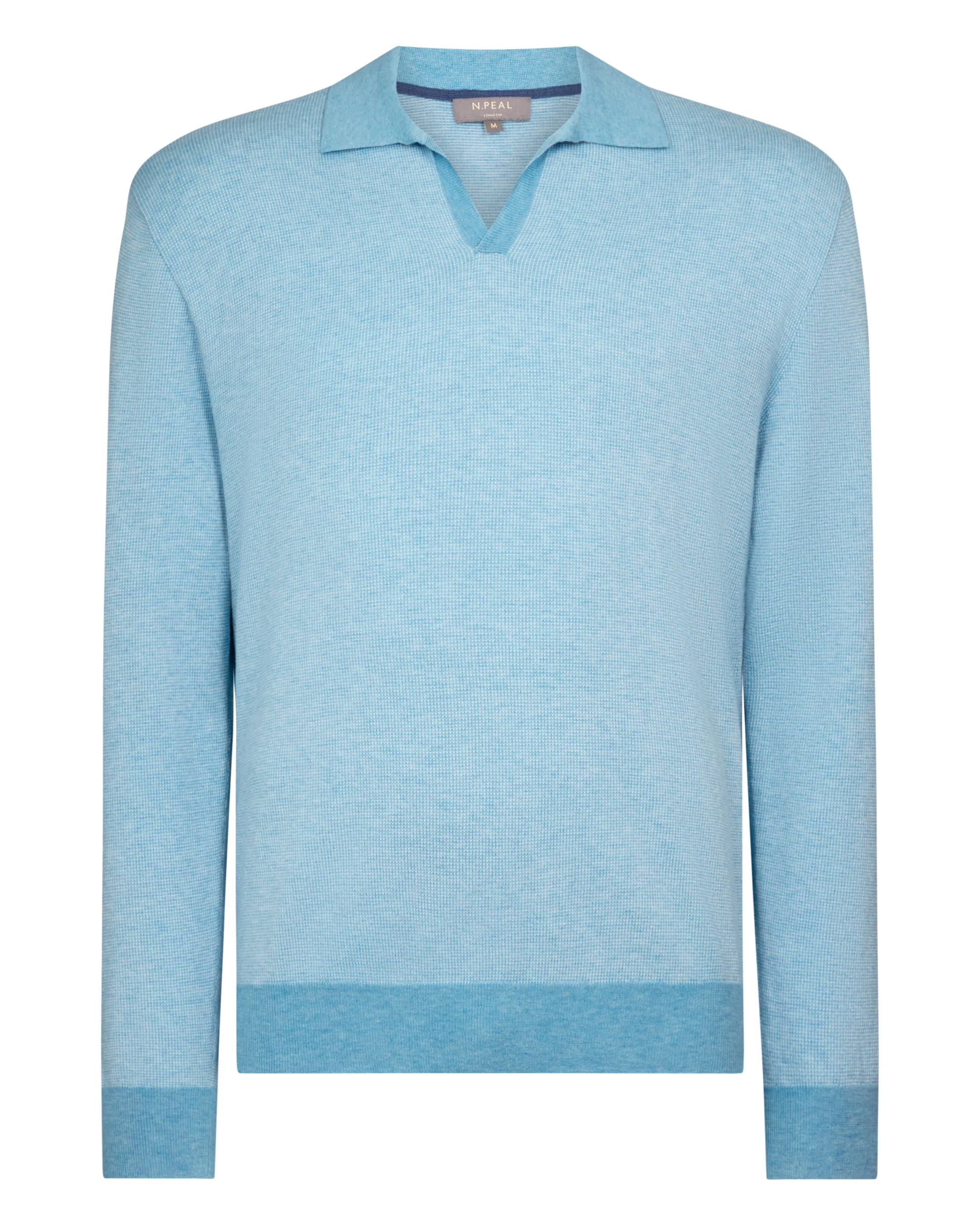 Men's Padstow Cotton Cashmere Polo Shirt Cornflower Blue - Image 2