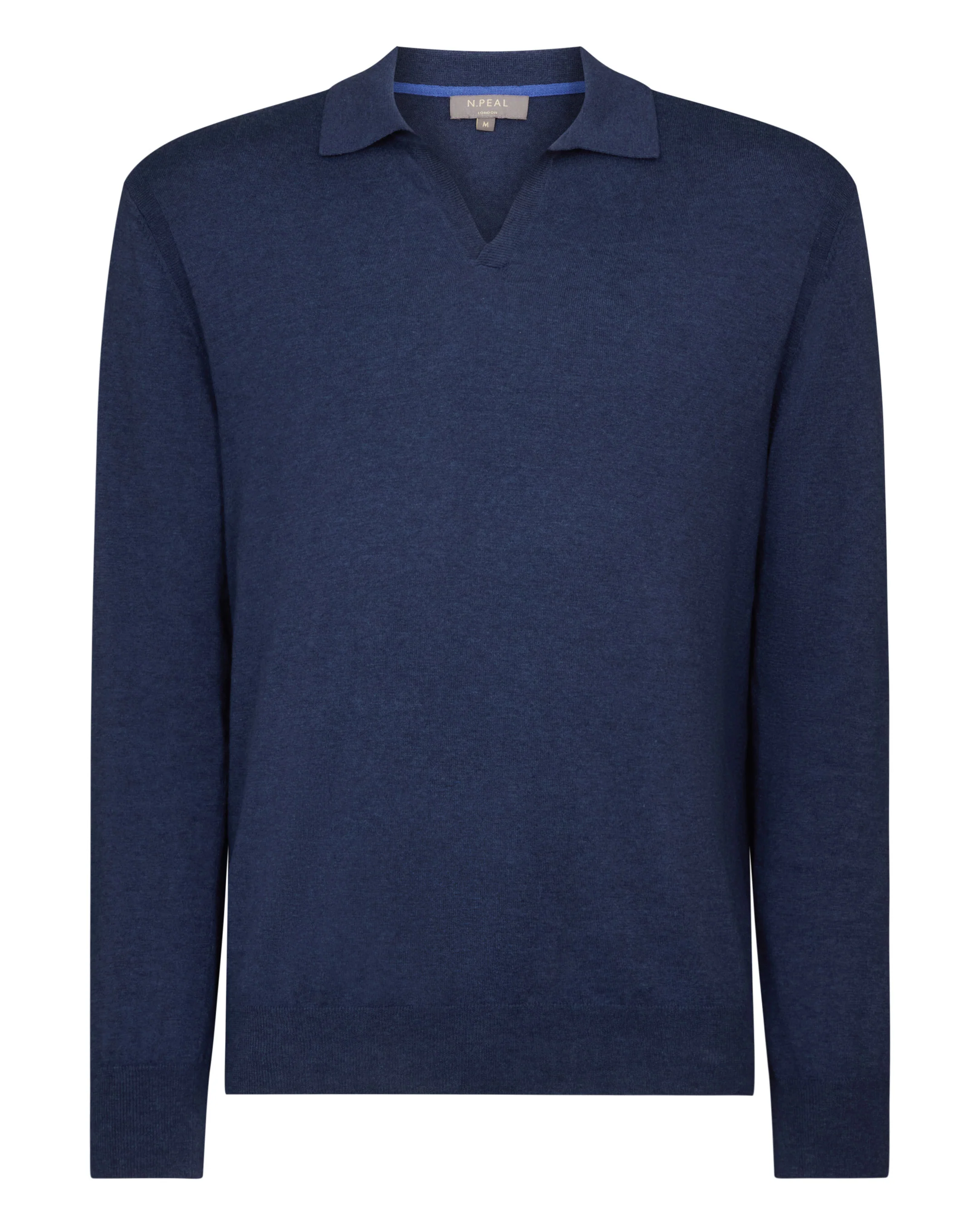 Men's Padstow Cotton Cashmere Polo Shirt Dark Denim Blue - Image 2