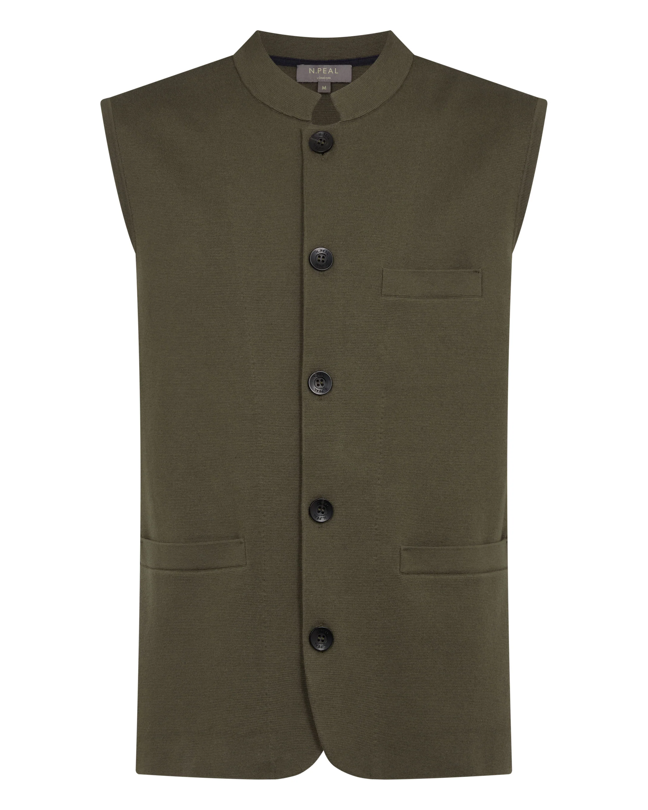 Men's Penzance Cotton Cashmere Gilet Khaki Green - Image 2