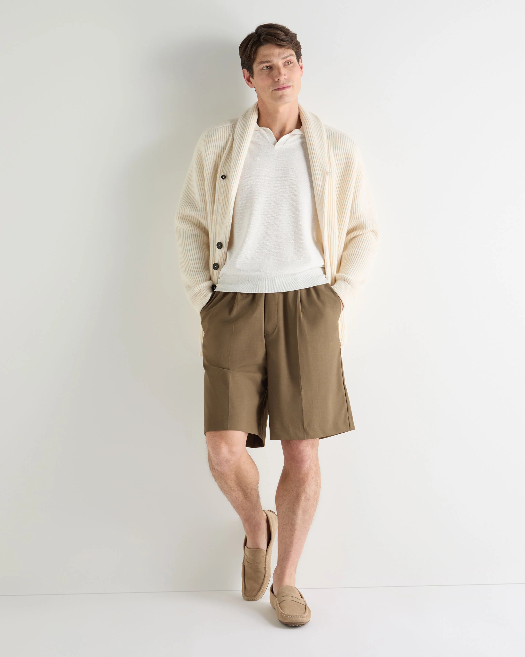 Men's Pique Linen Blend Polo White - Image 3