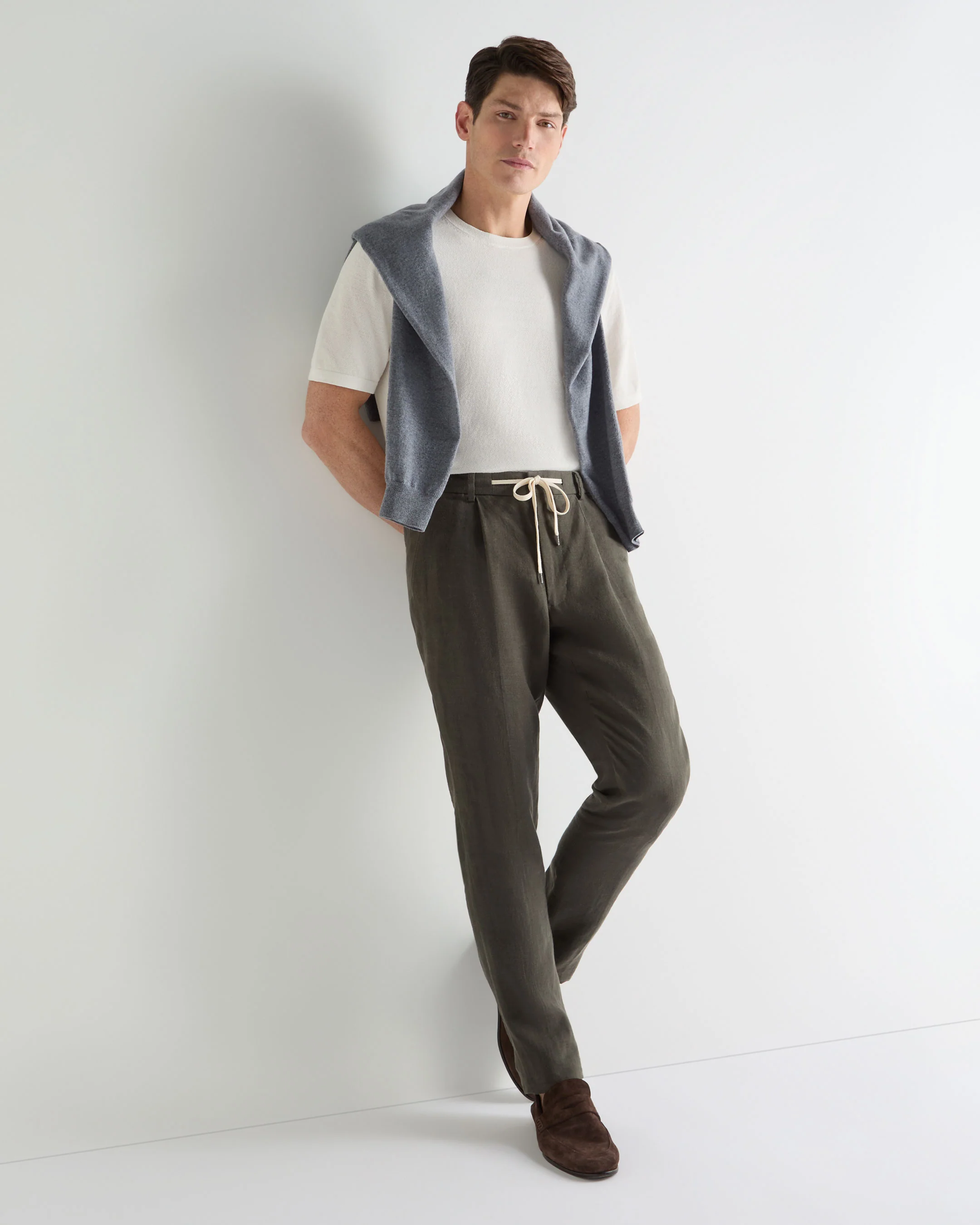 Men's Pique Linen Blend Tee White - Image 3