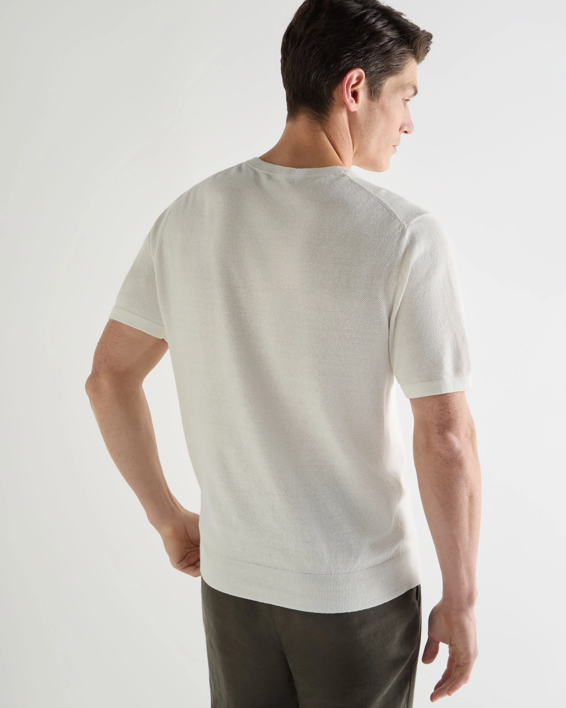 Men's Pique Linen Blend Tee White - Image 4