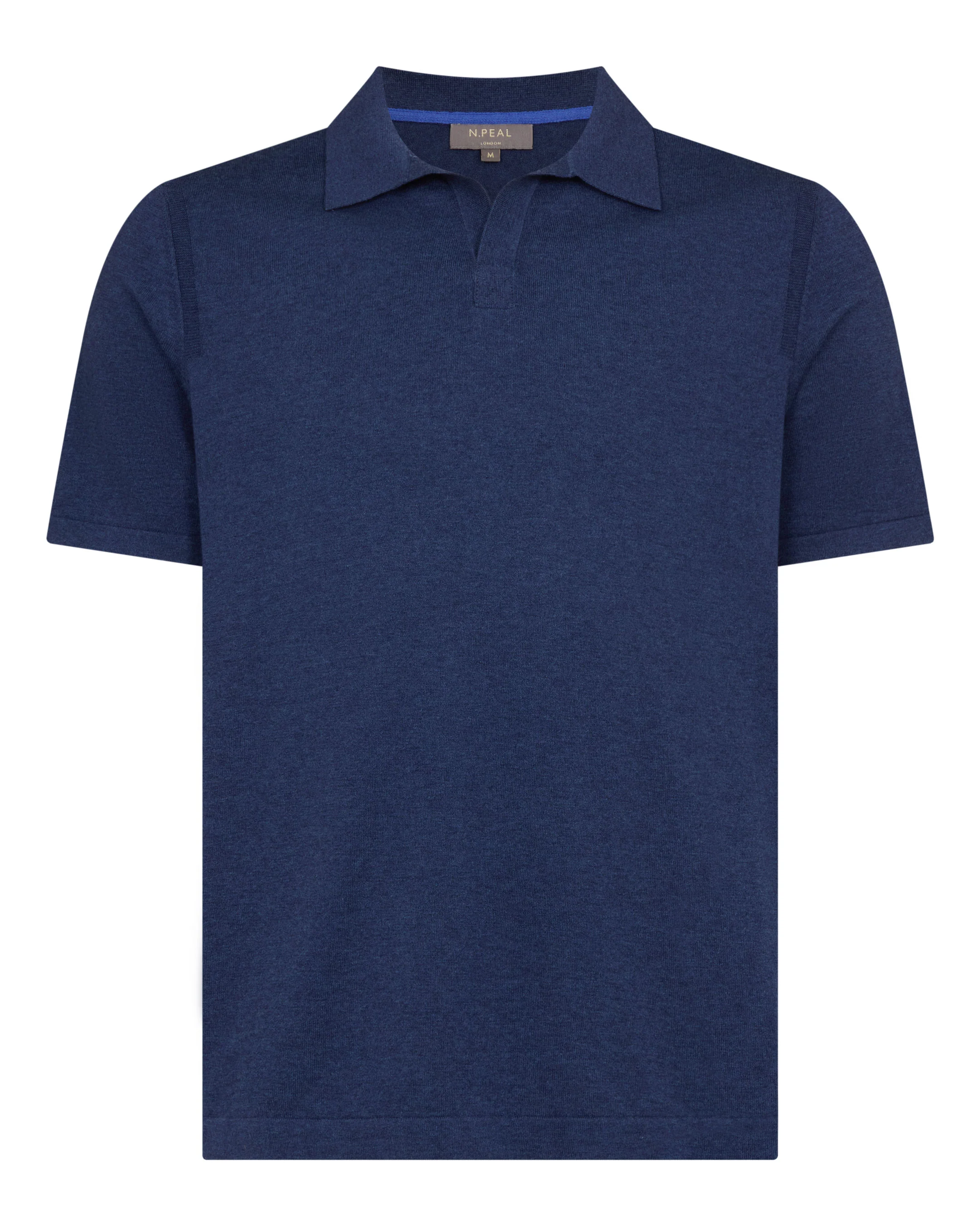 Men's Polo Cotton Cashmere T-Shirt Dark Denim Blue - Image 2