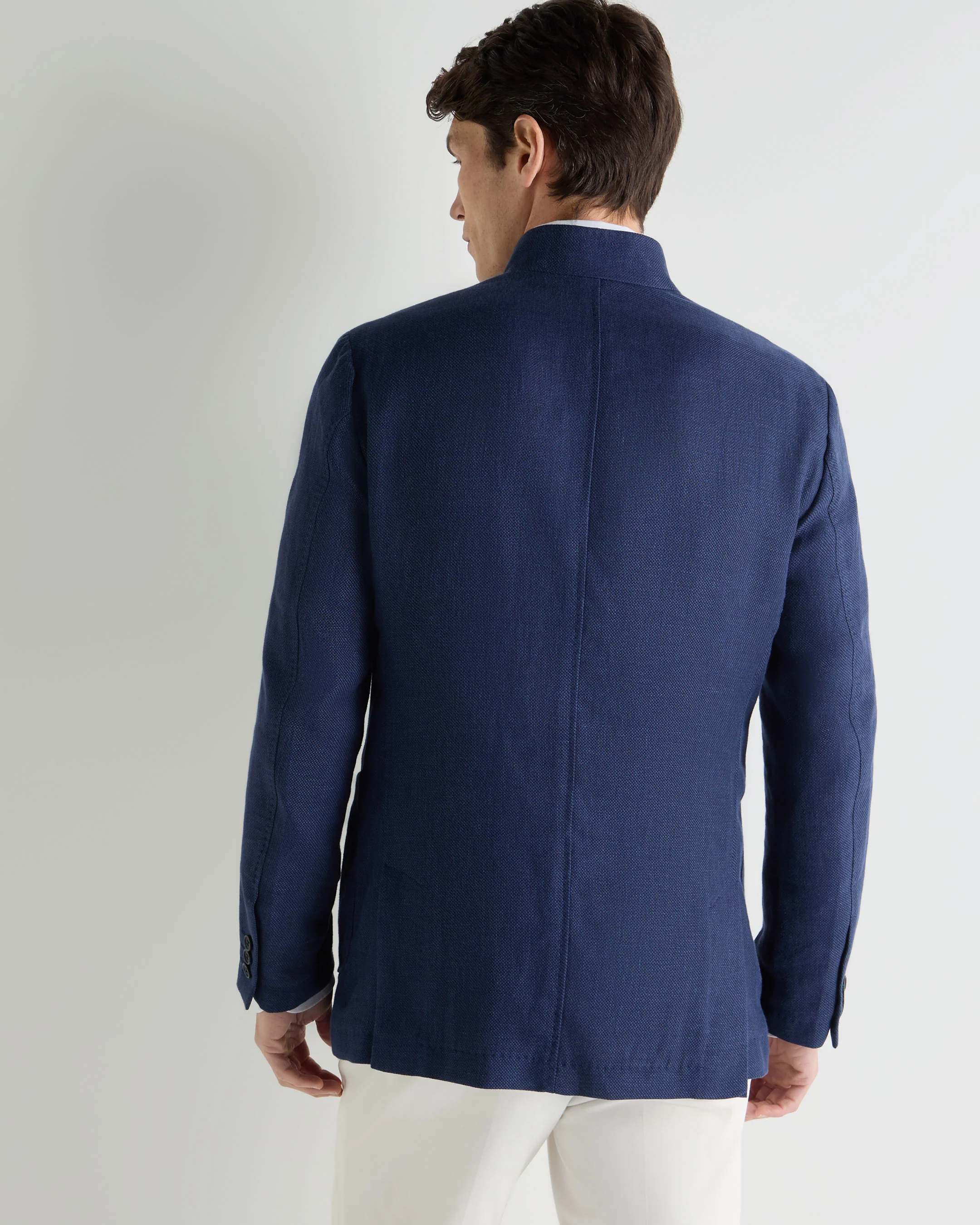 Men's Portofino Linen Blend Jacket Navy Blue - Image 4