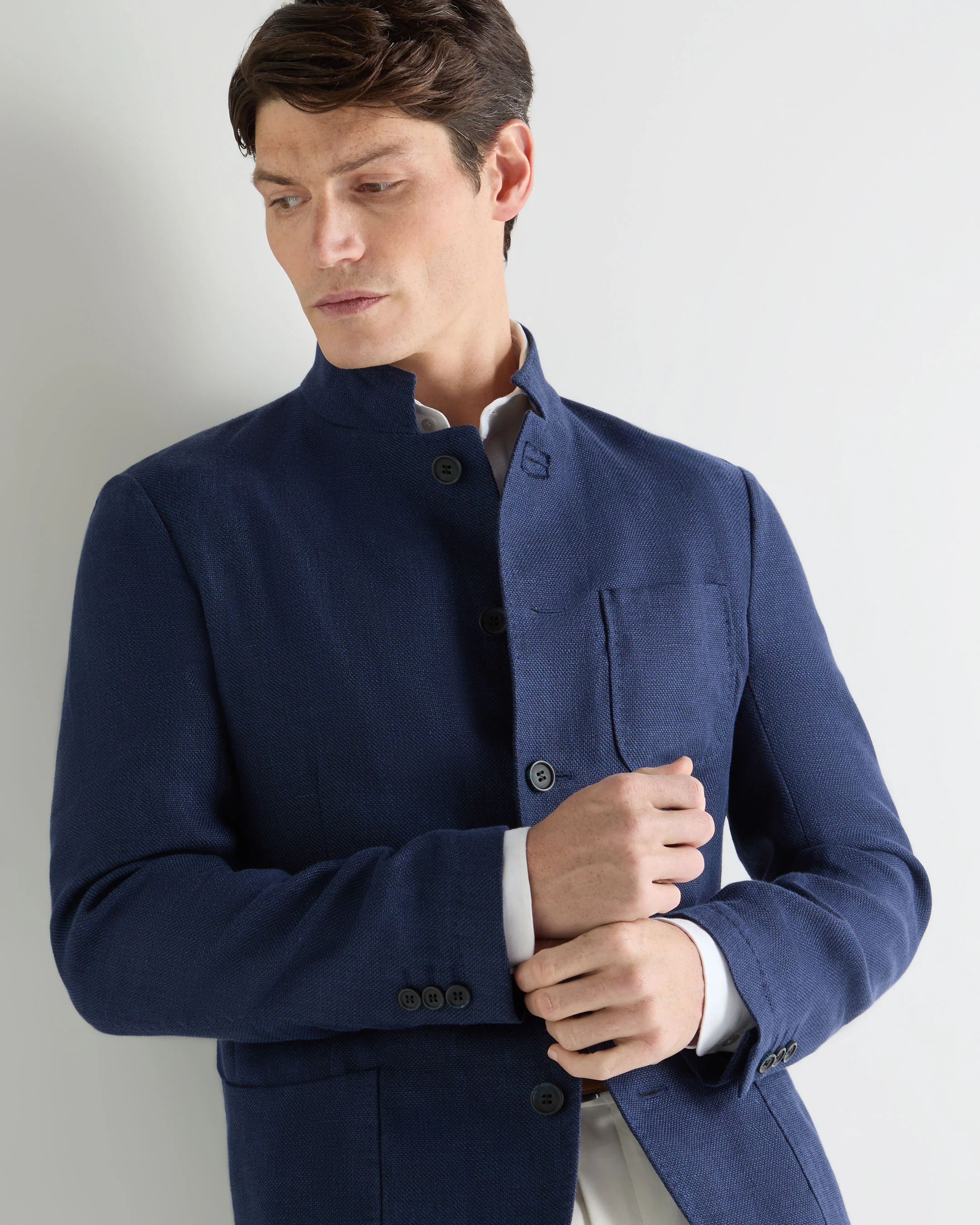 Men's Portofino Linen Blend Jacket Navy Blue - Image 5