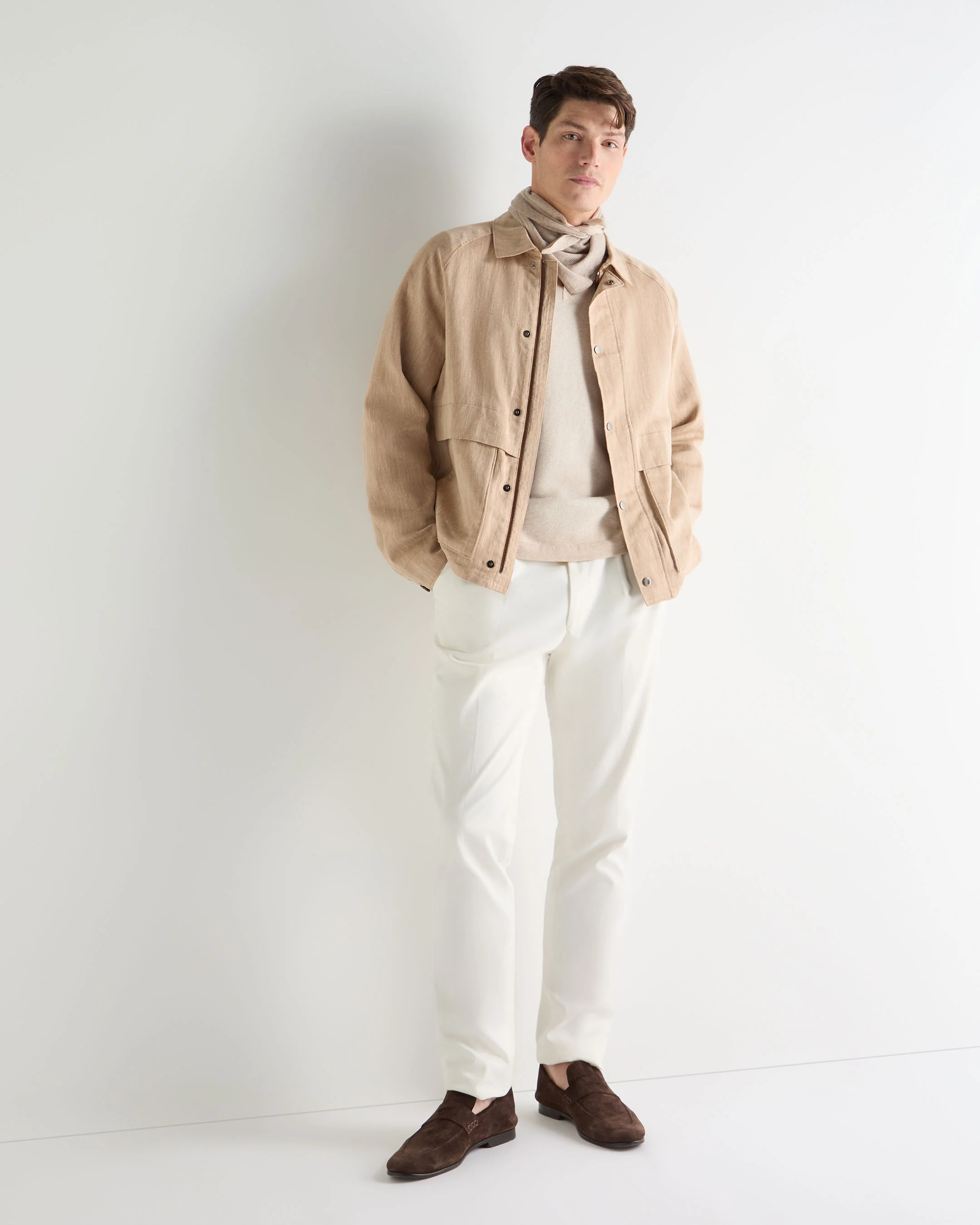 Men's Raglan Linen Blend Herringbone Jacket Light Brown - Image 3
