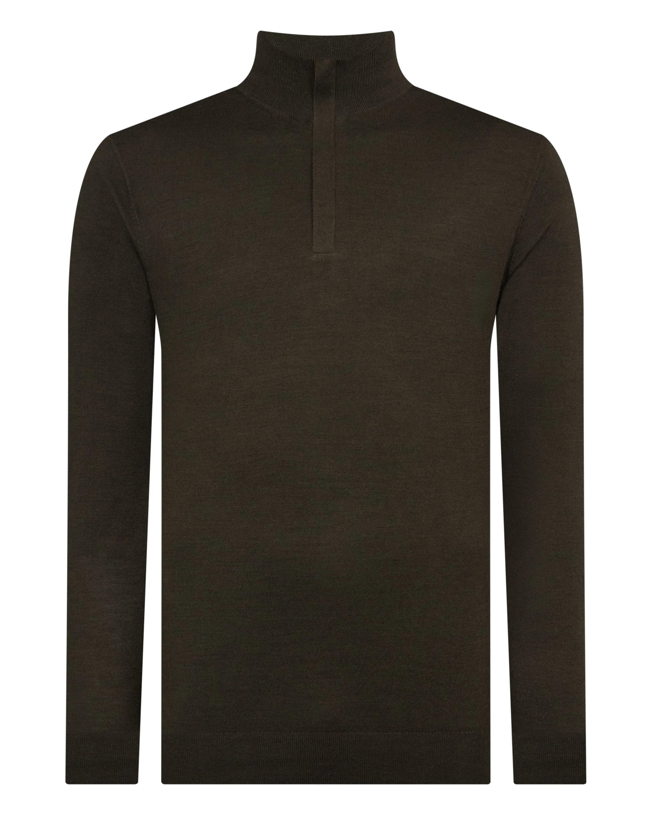Men's Regent Fine Gauge Cashmere Half Zip Jumper Arabica Khaki Green - Image 2