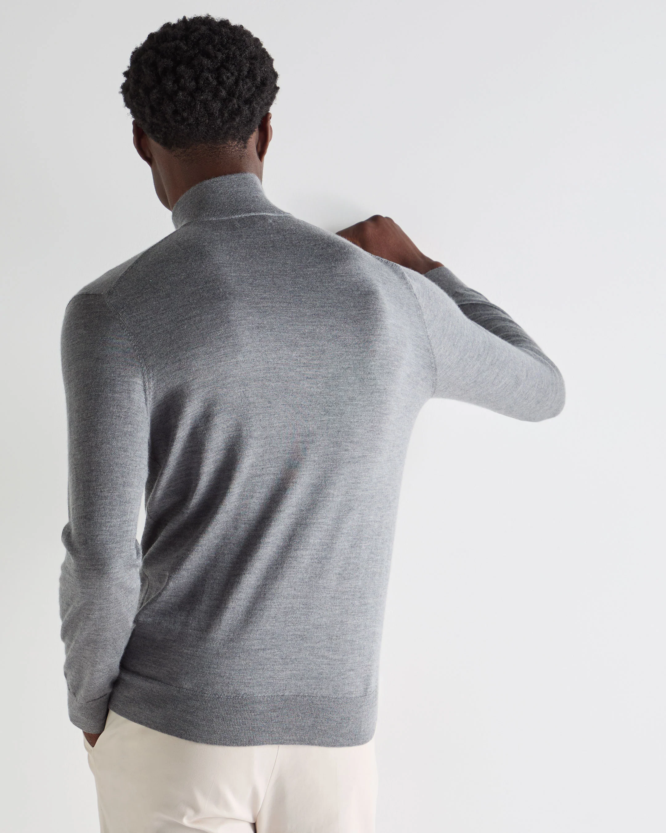 Men's Regent Fine Gauge Cashmere Half Zip Jumper Graphite Grey - Image 4