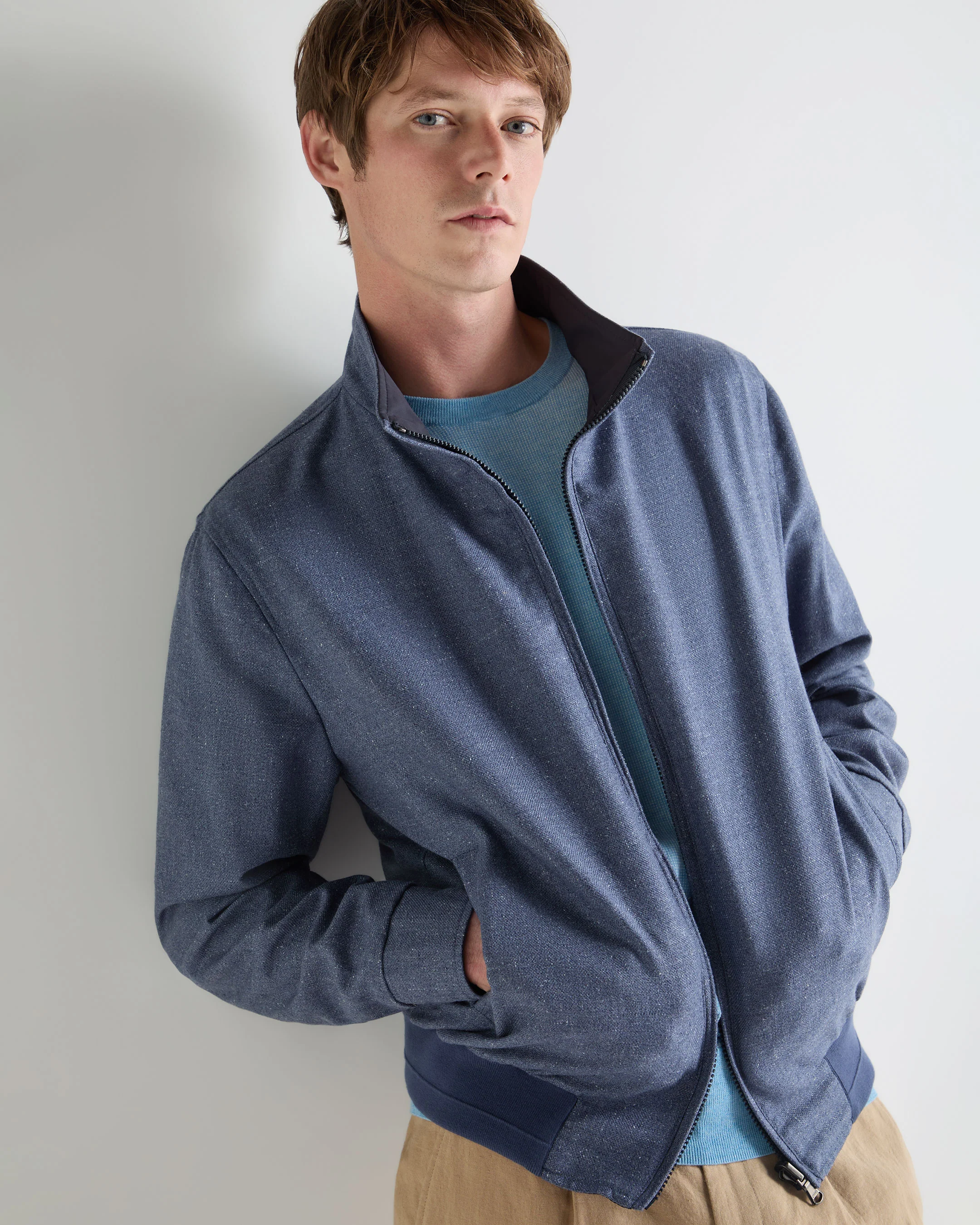 Men's Reversible Blouson Jacket Mid Blue - Image 5