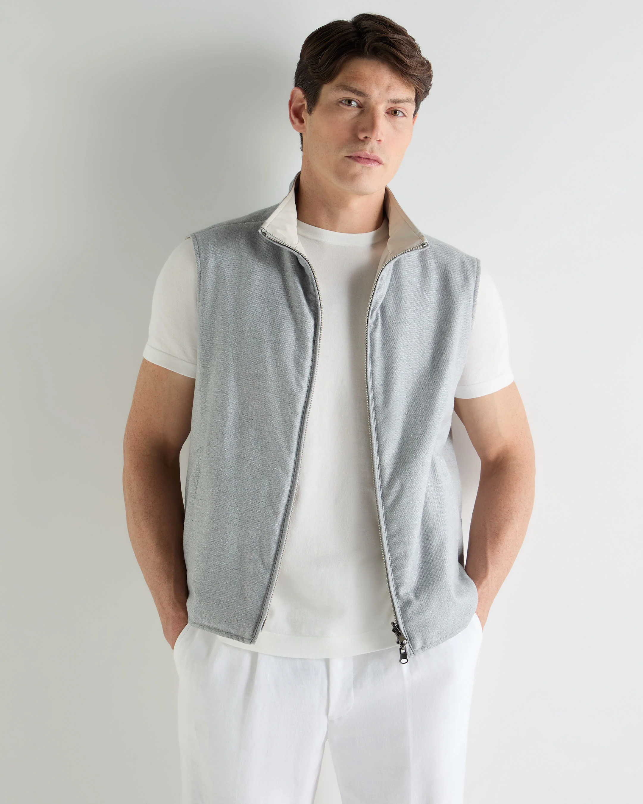 Men's Reversible Gilet Beige Brown - Image 6