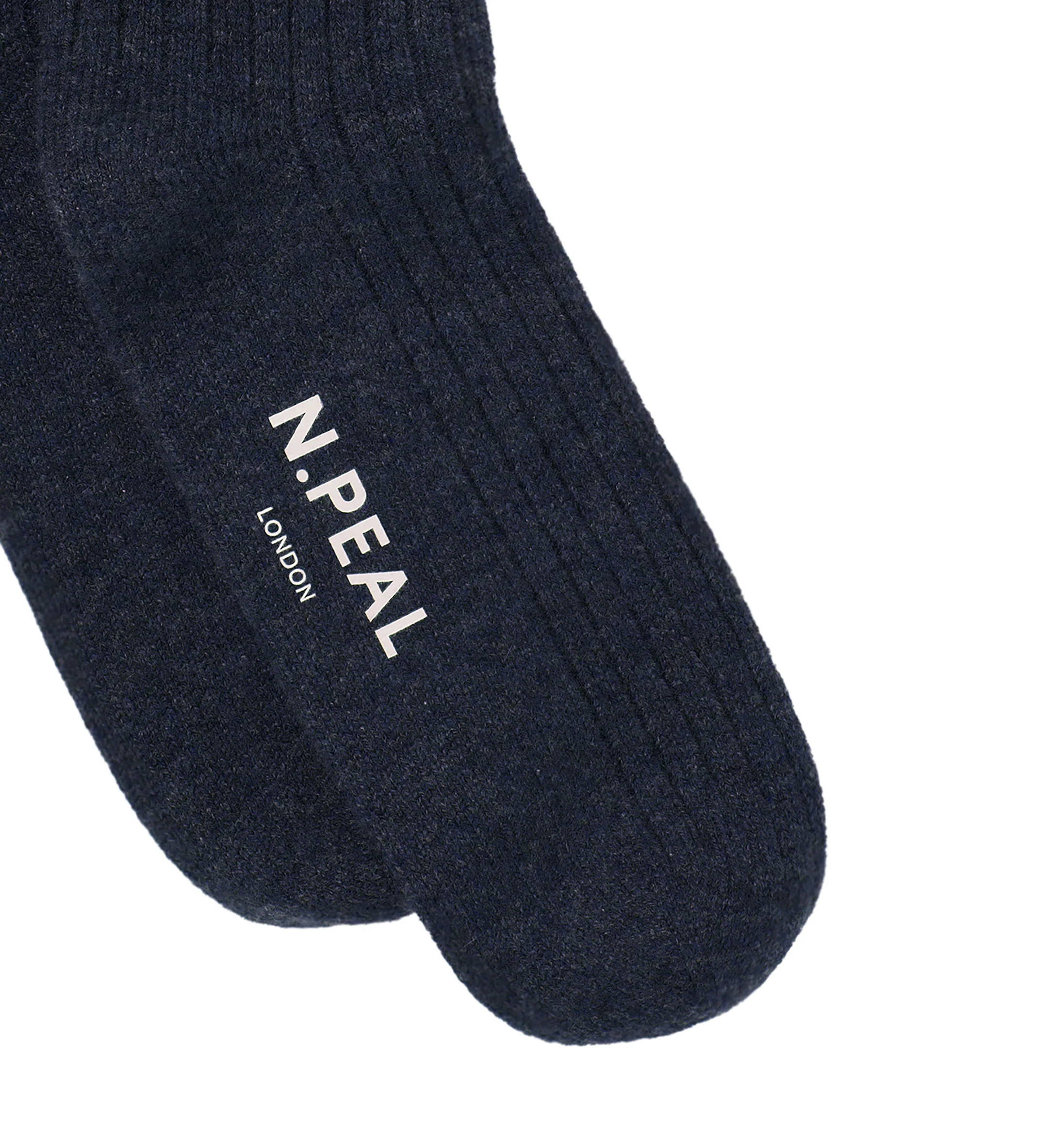 Men's Rib Cashmere House Socks Navy Blue - Image 2