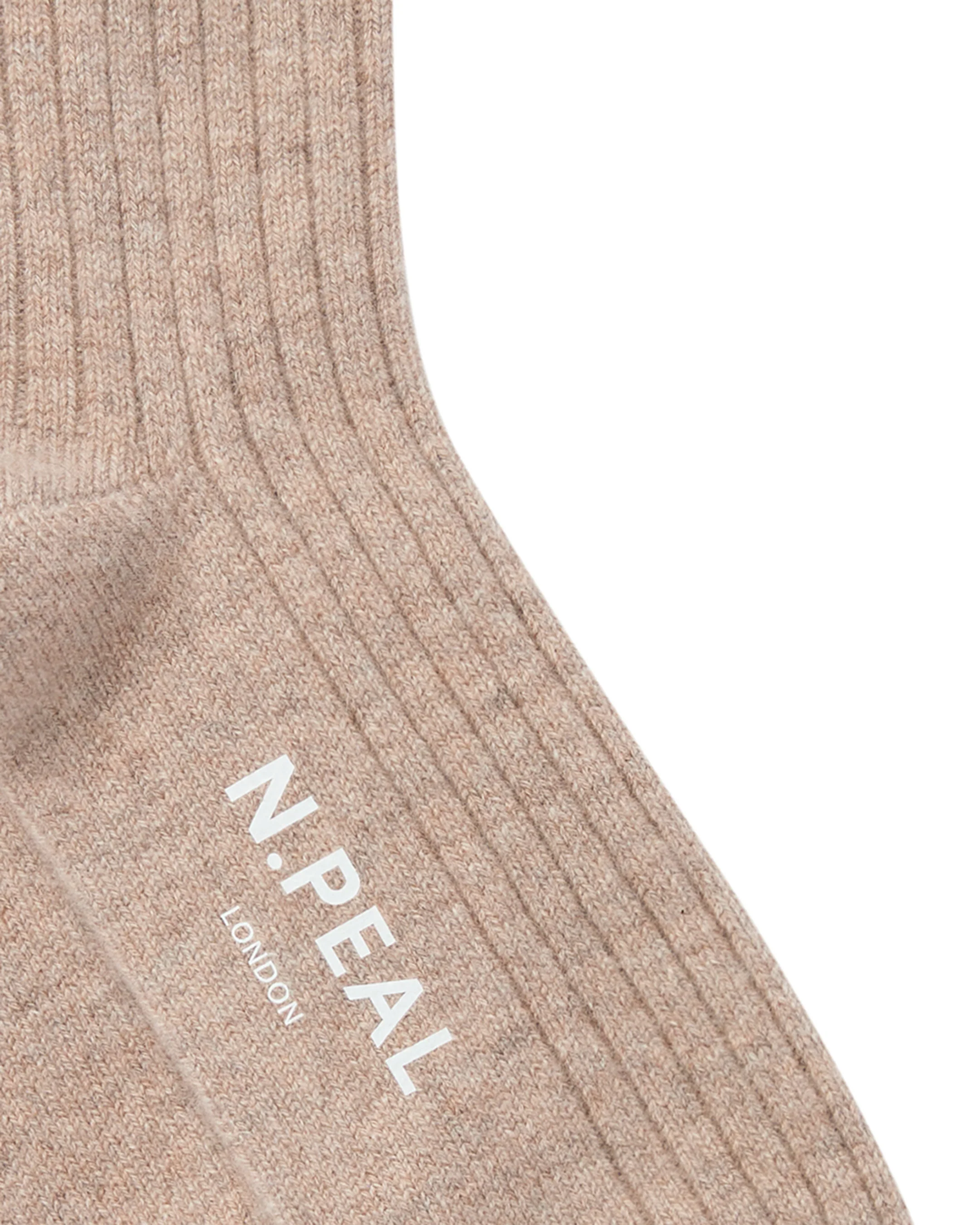 Men's Rib Cashmere House Socks Oatmeal Brown - Image 2