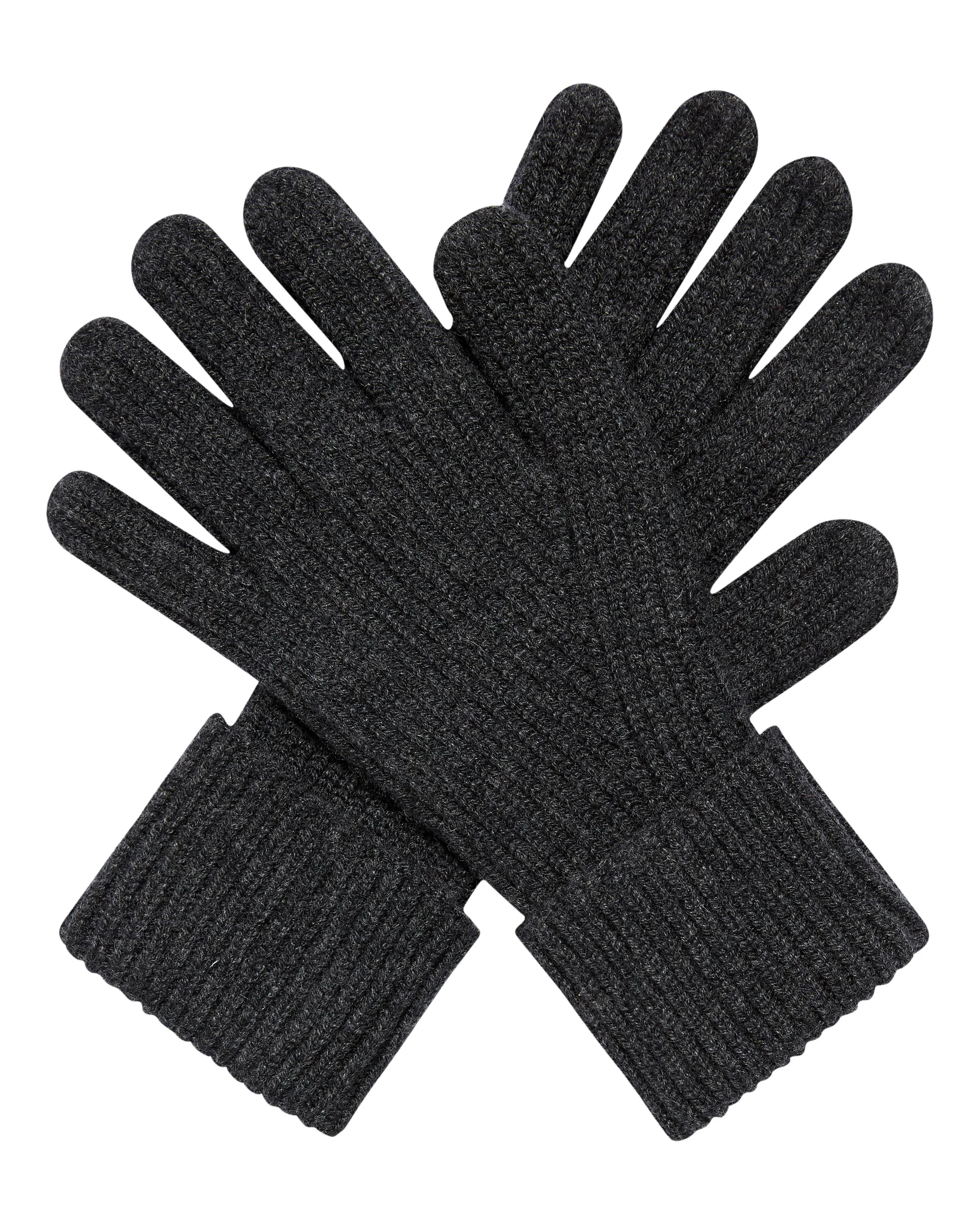 Men's Ribbed Cashmere Gloves Dark Charcoal Grey