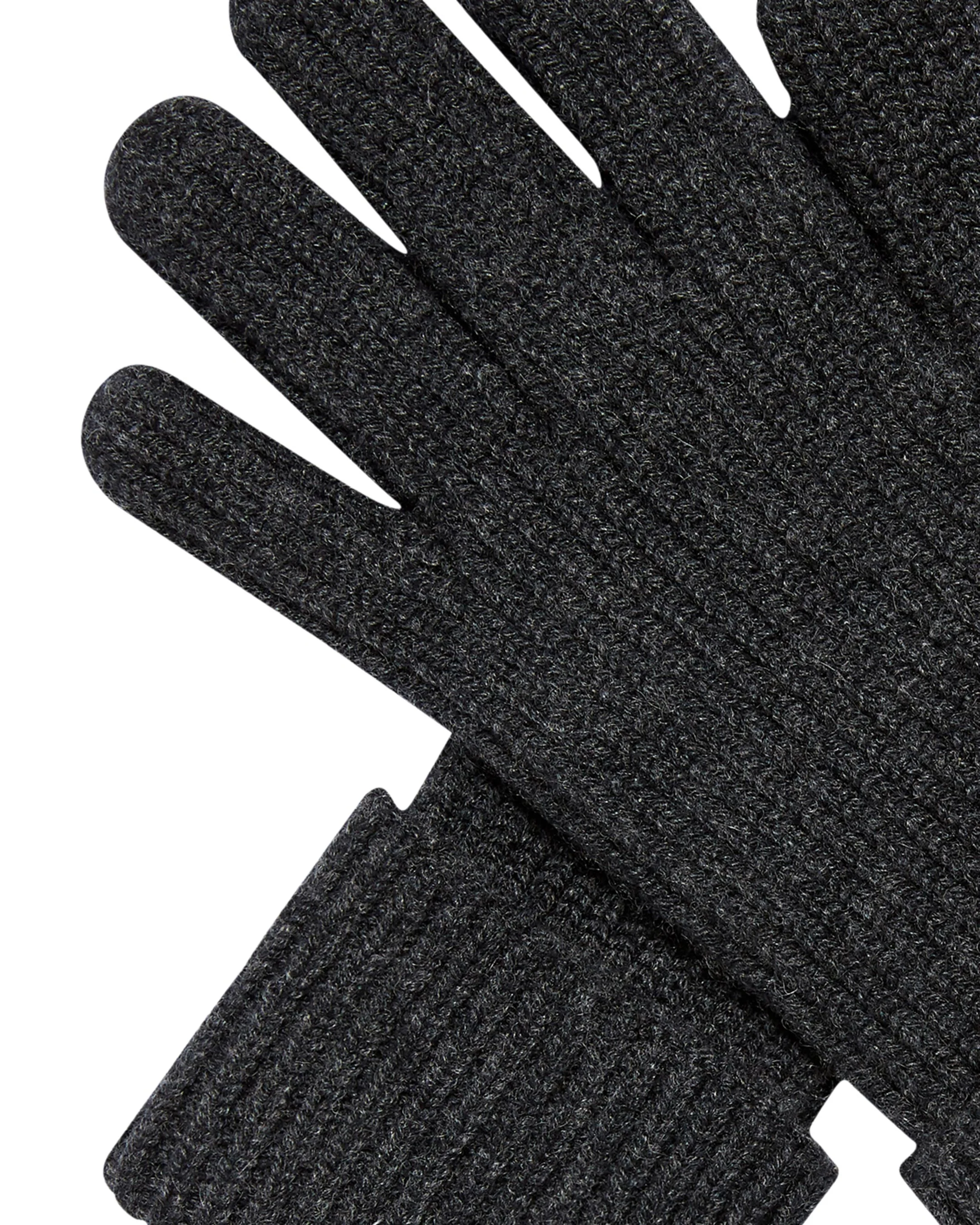 Men's Ribbed Cashmere Gloves Dark Charcoal Grey - Image 2