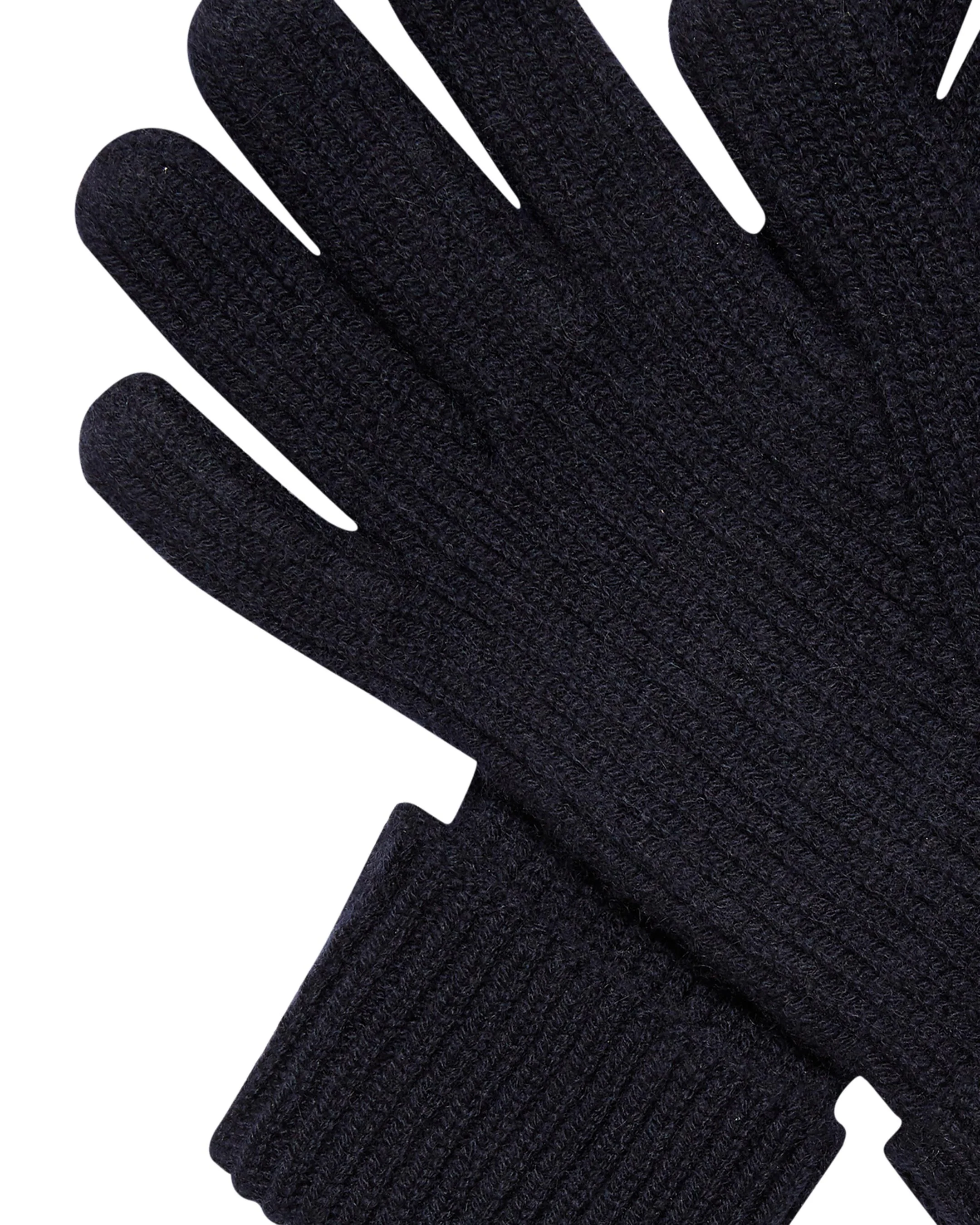Men's Ribbed Cashmere Gloves Navy Blue - Image 2