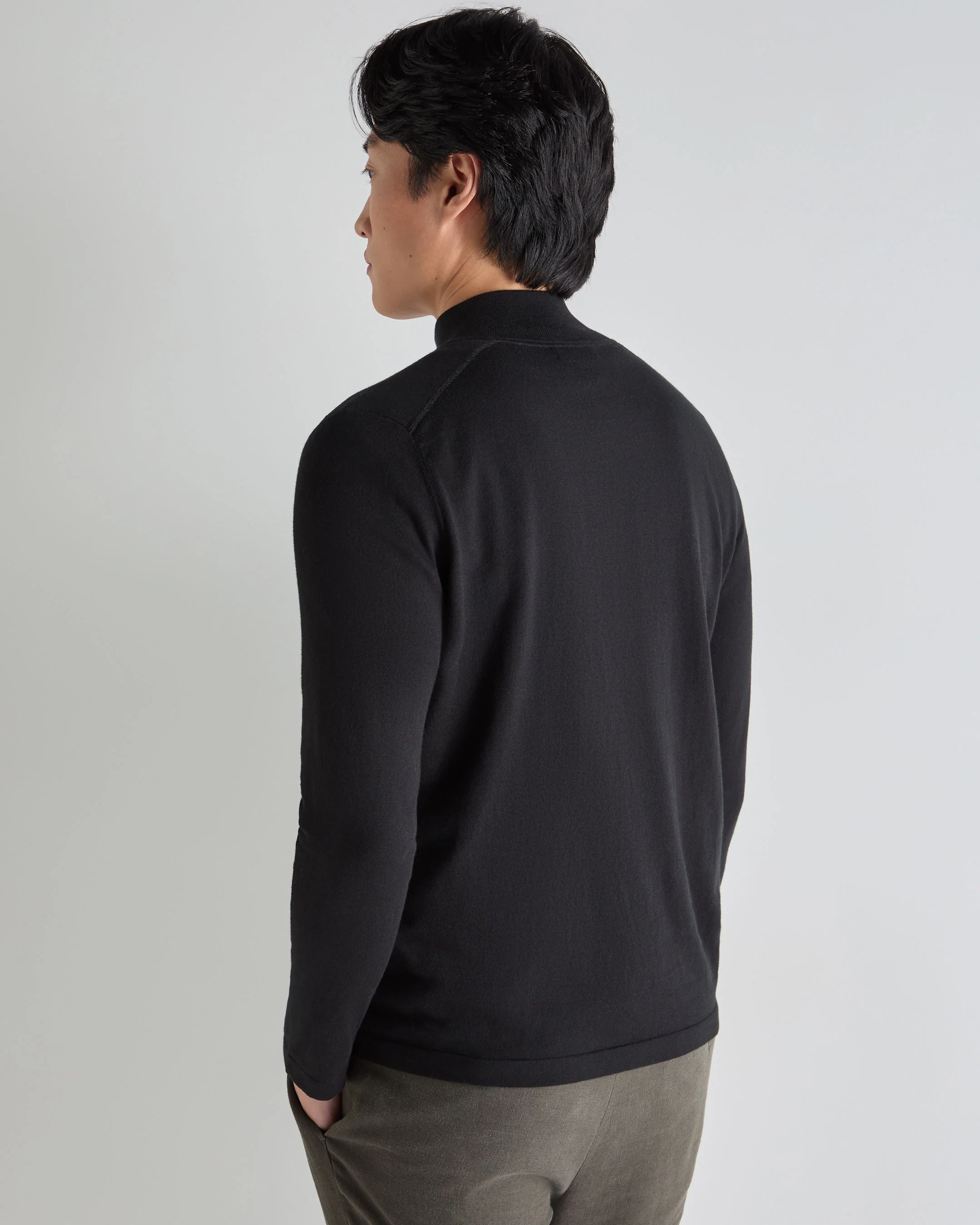 Men's Salcombe Half Zip Cotton Cashmere Jumper Black - Image 4