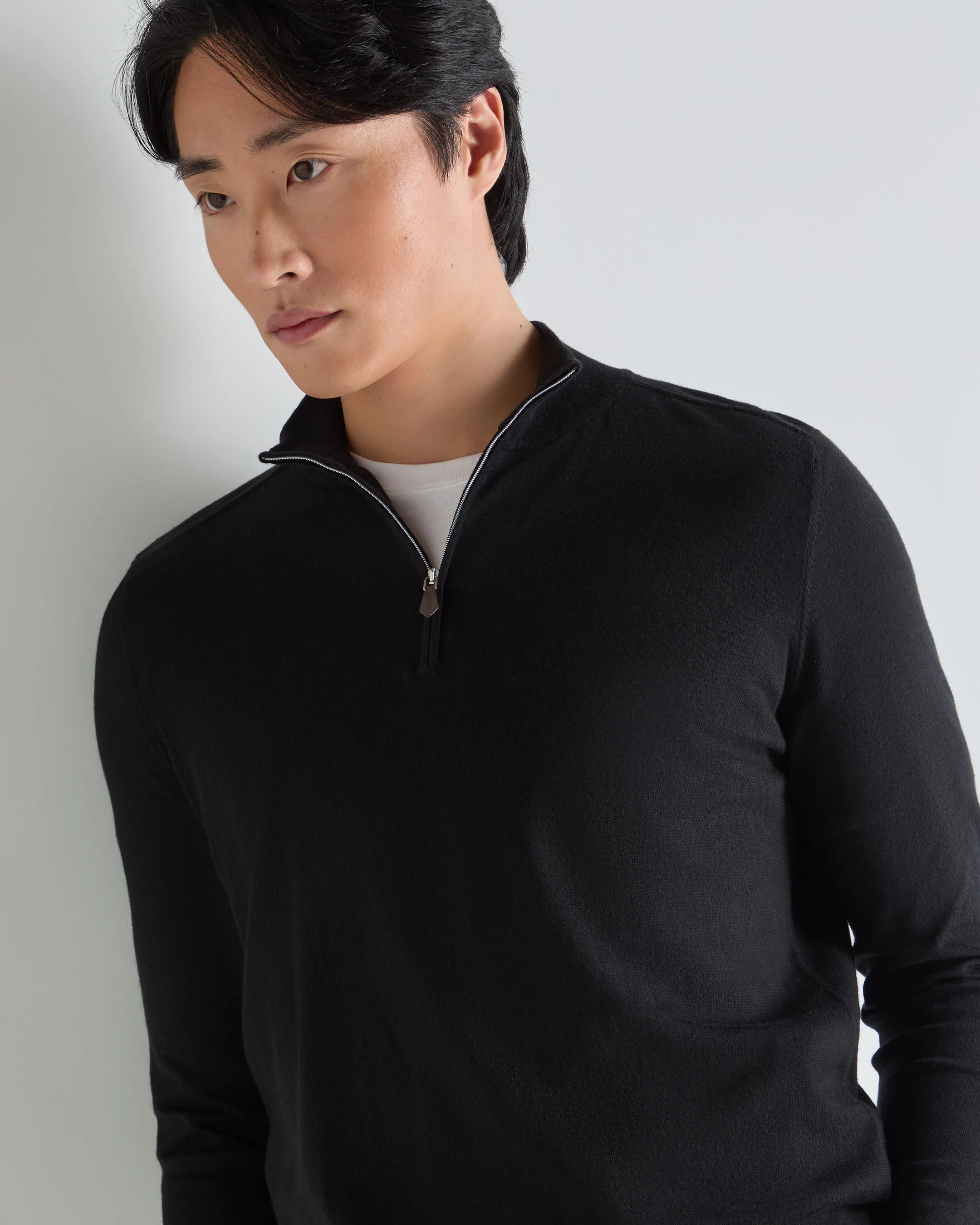 Men's Salcombe Half Zip Cotton Cashmere Jumper Black - Image 5