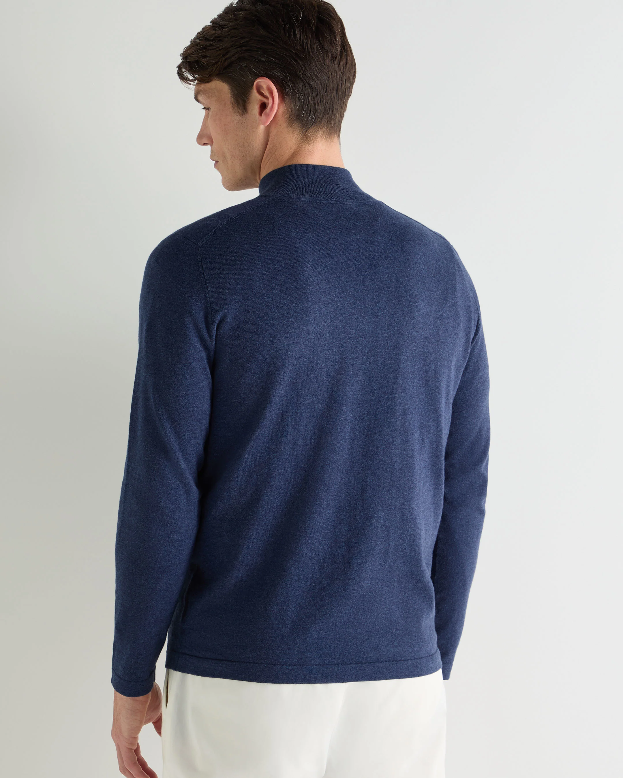 Men's Salcombe Half Zip Cotton Cashmere Jumper Dark Denim Blue - Image 4