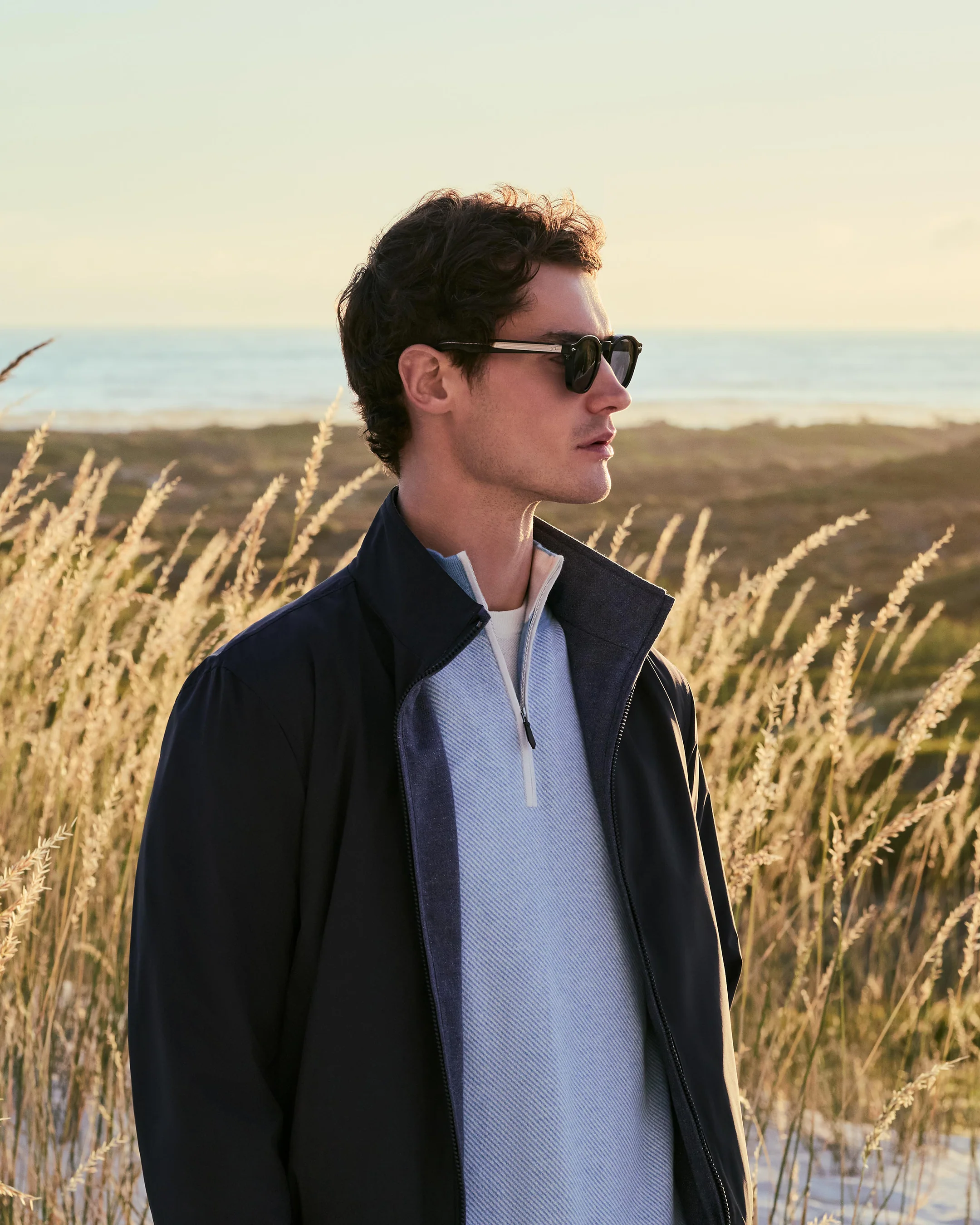Men's Reversible Blouson Jacket Mid Blue - Image 6