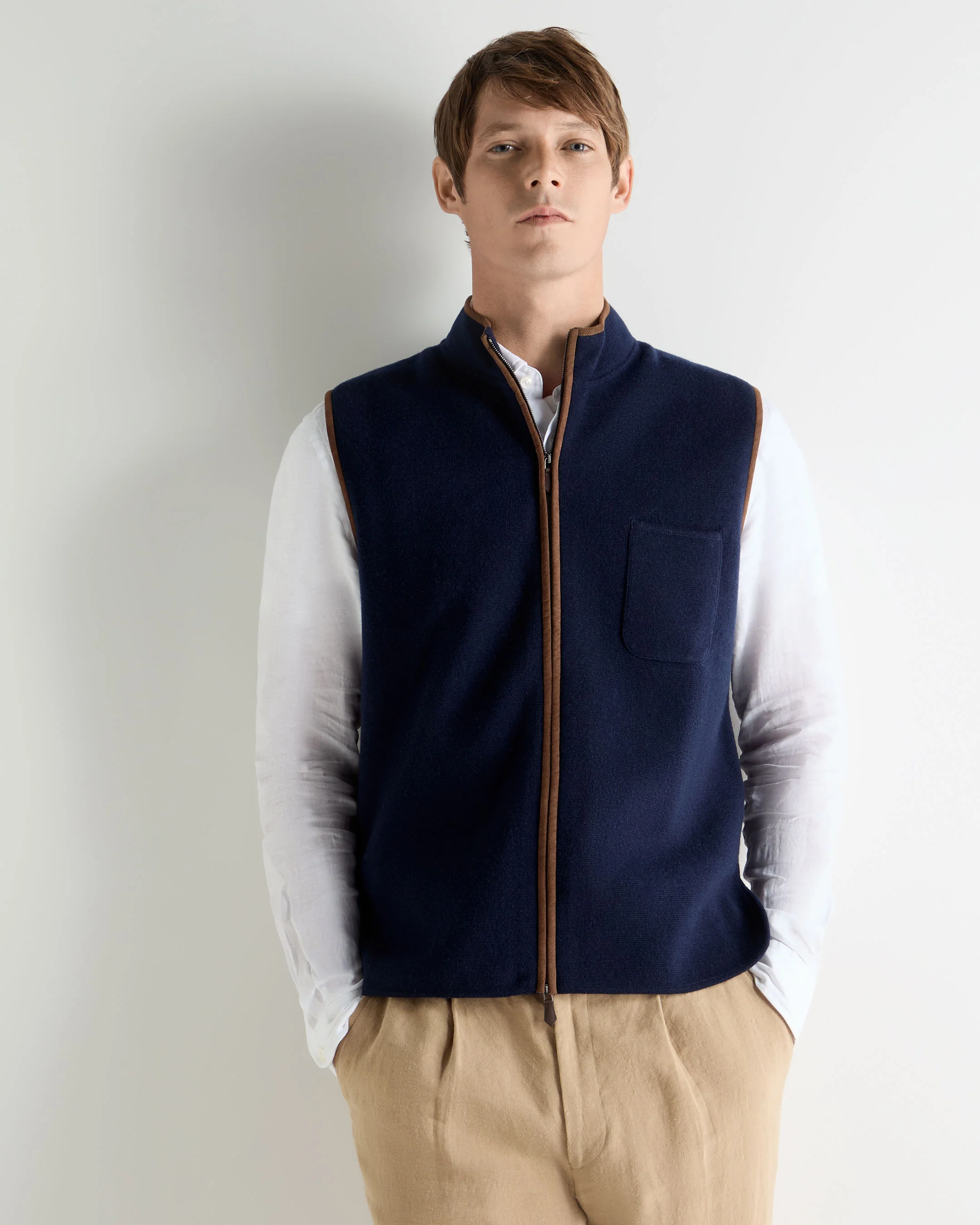 Men's Shaftesbury Cashmere Gilet Deep French Blue