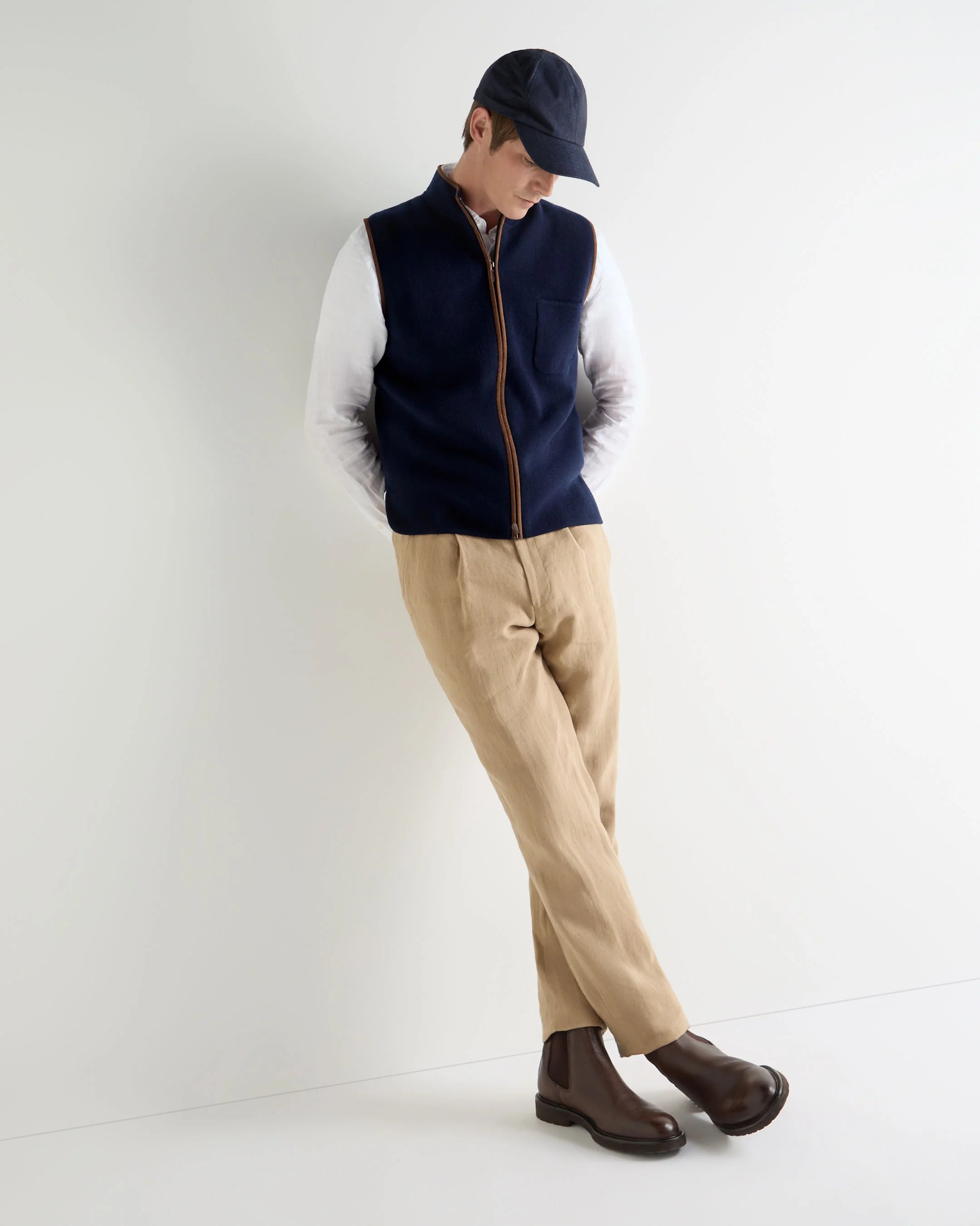 Men's Shaftesbury Cashmere Gilet Deep French Blue - Image 3