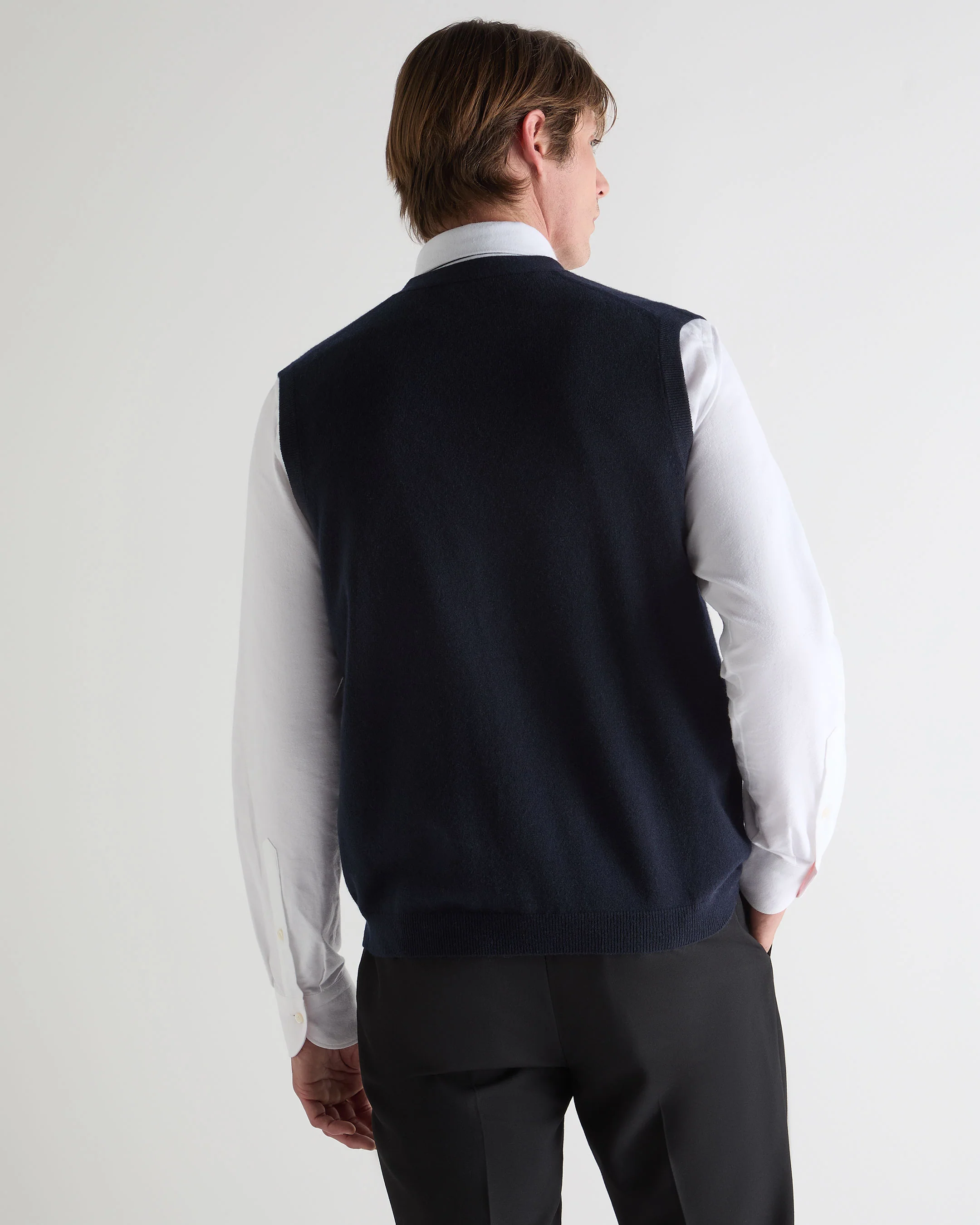 Men's Sleeveless Cashmere Tank Top Navy Blue - Image 4