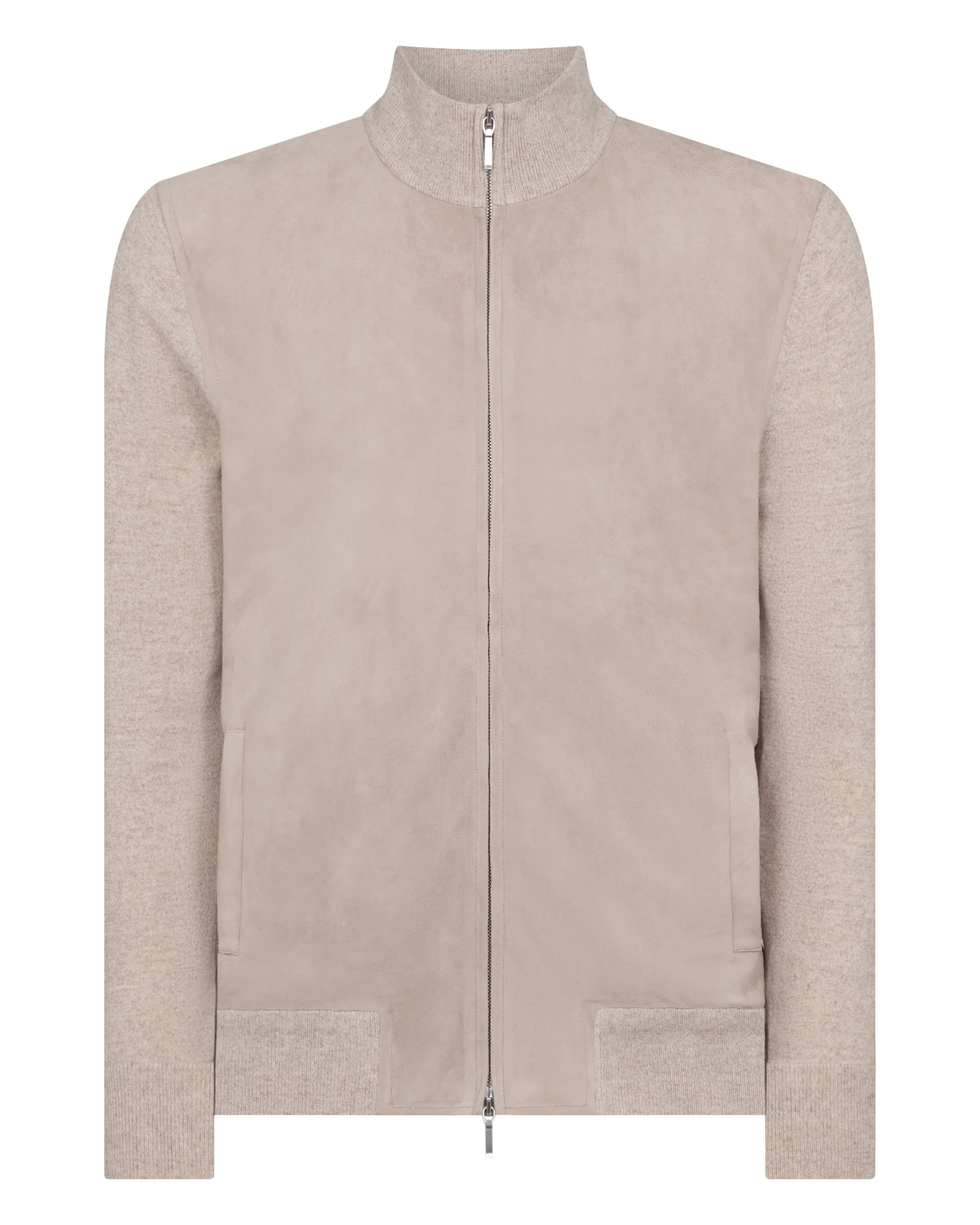 Men's Suede Front Zip Through Toasted Sesame Brown - Image 2