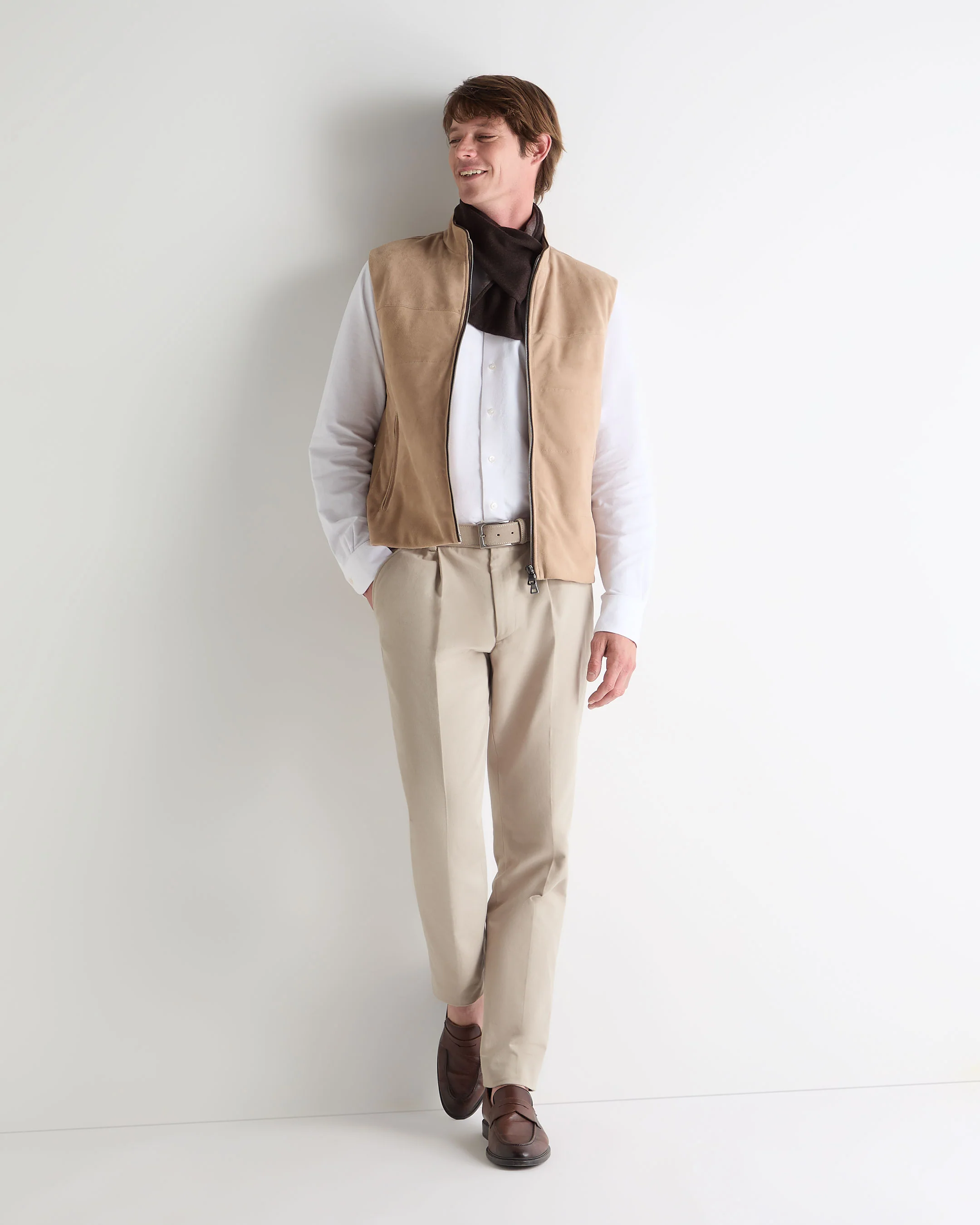 Men's Belgravia Suede Gilet Beige Brown - Image 3
