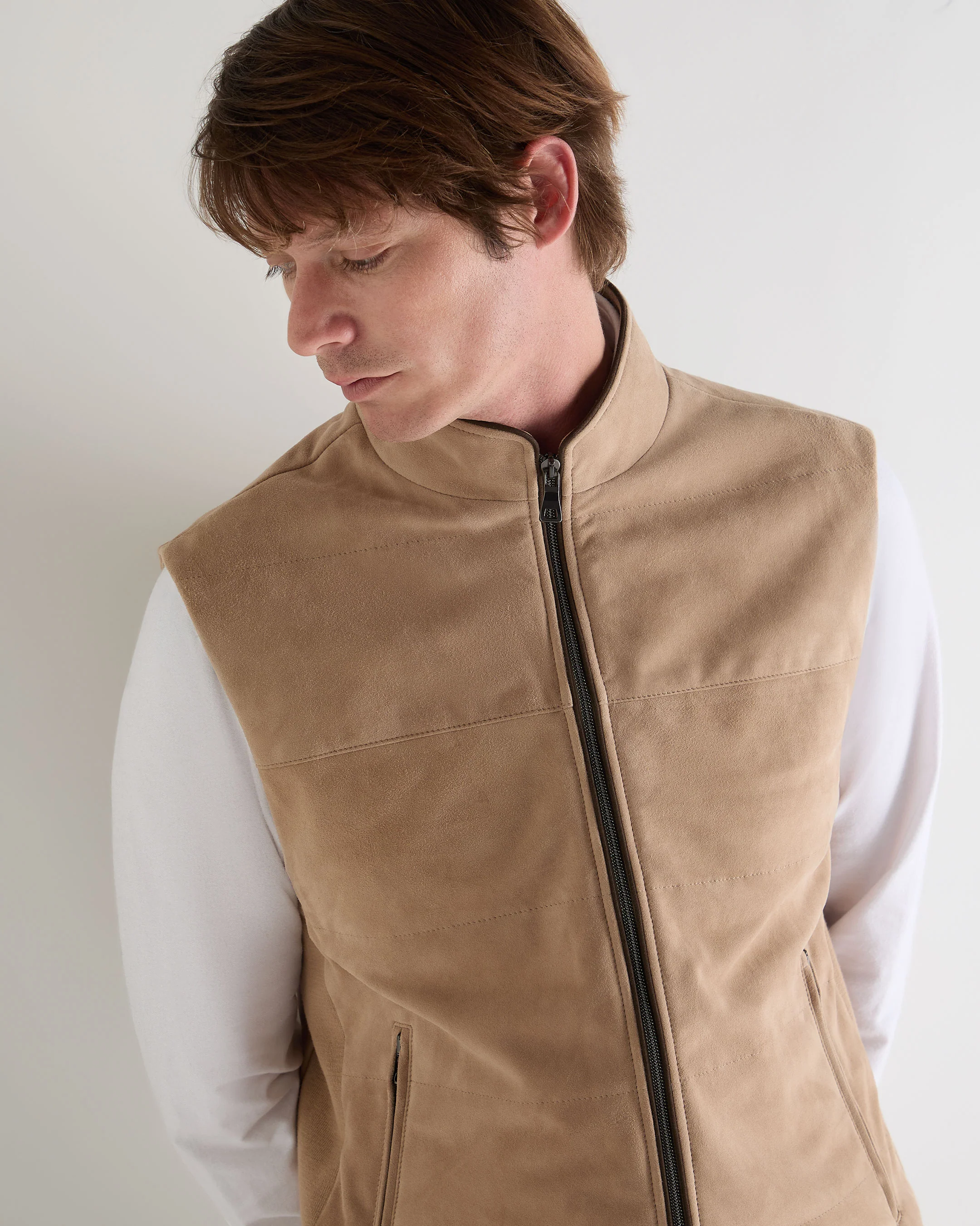 Men's Belgravia Suede Gilet Beige Brown - Image 5