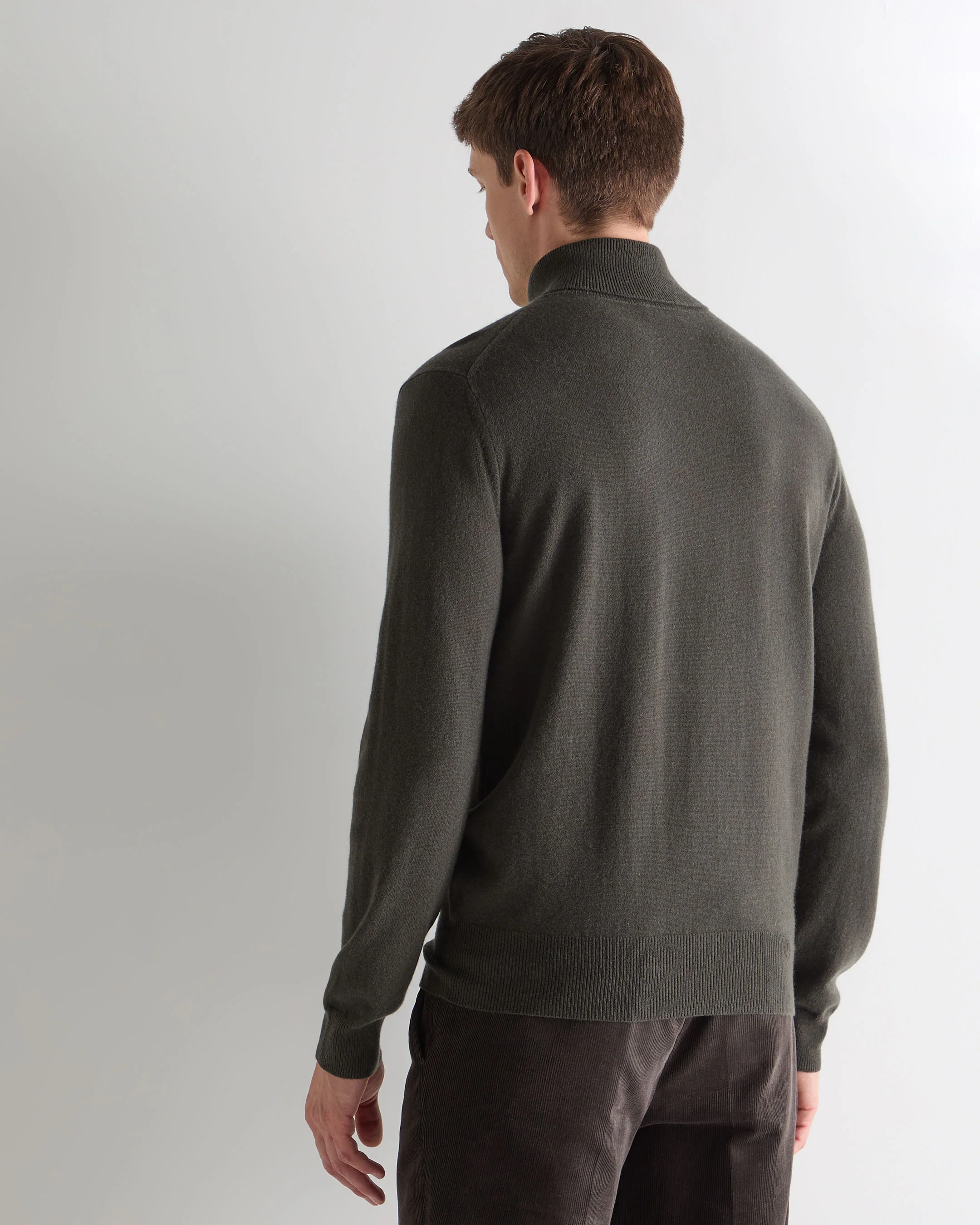 Men's Trafalgar Roll Neck Cashmere Jumper Arabica Khaki Green - Image 4