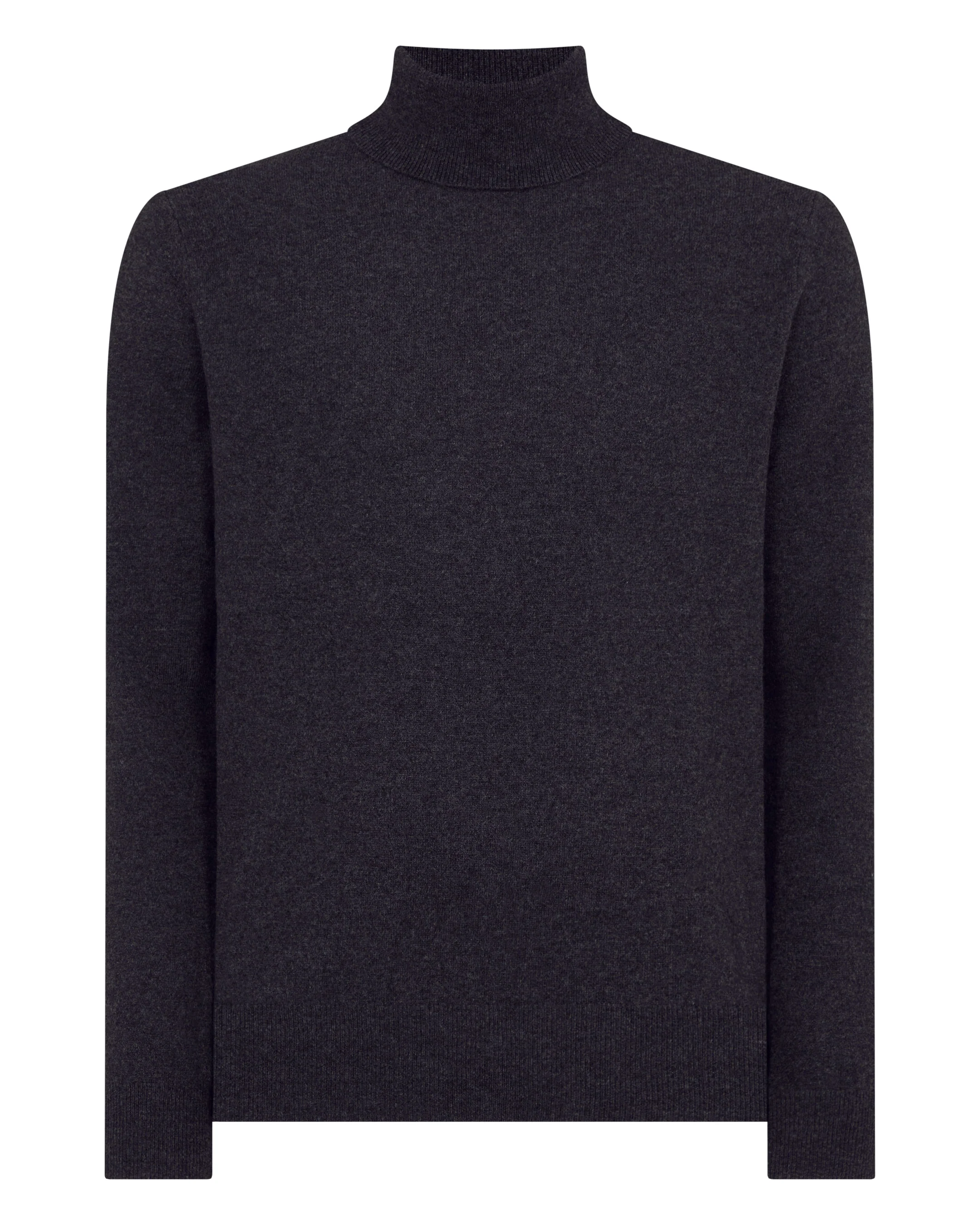 Men's Trafalgar Roll Neck Cashmere Jumper Deep Charcoal Grey - Image 2