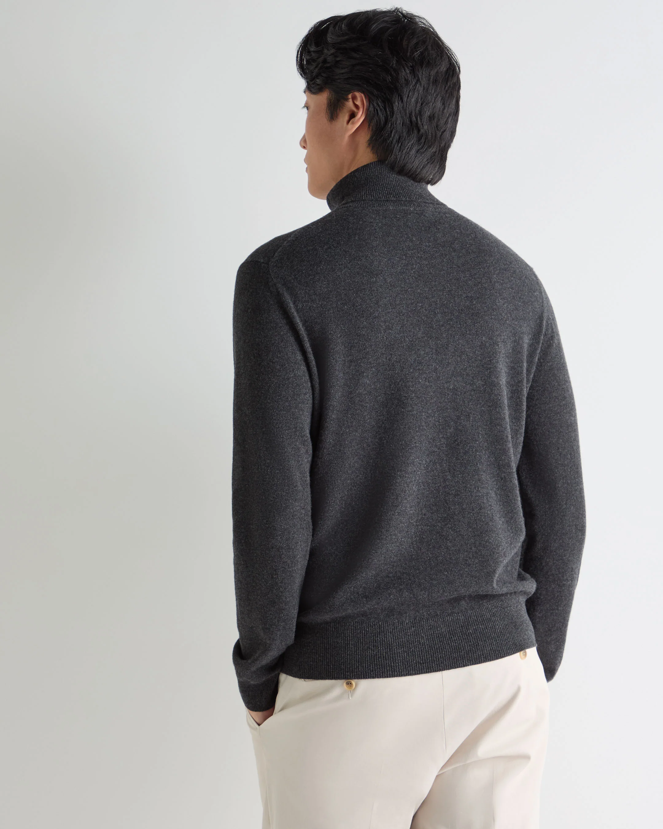 Men's Trafalgar Roll Neck Cashmere Jumper Deep Charcoal Grey - Image 4
