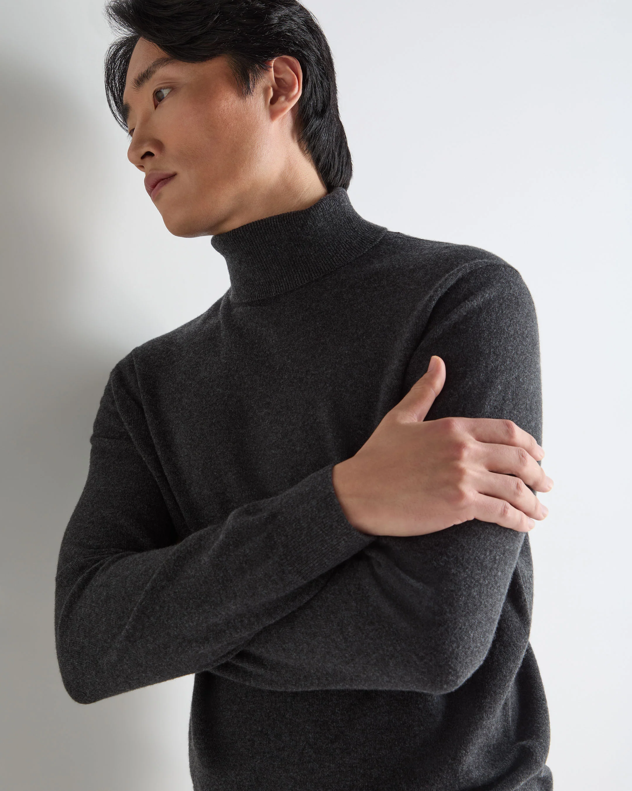 Men's Trafalgar Roll Neck Cashmere Jumper Deep Charcoal Grey - Image 5