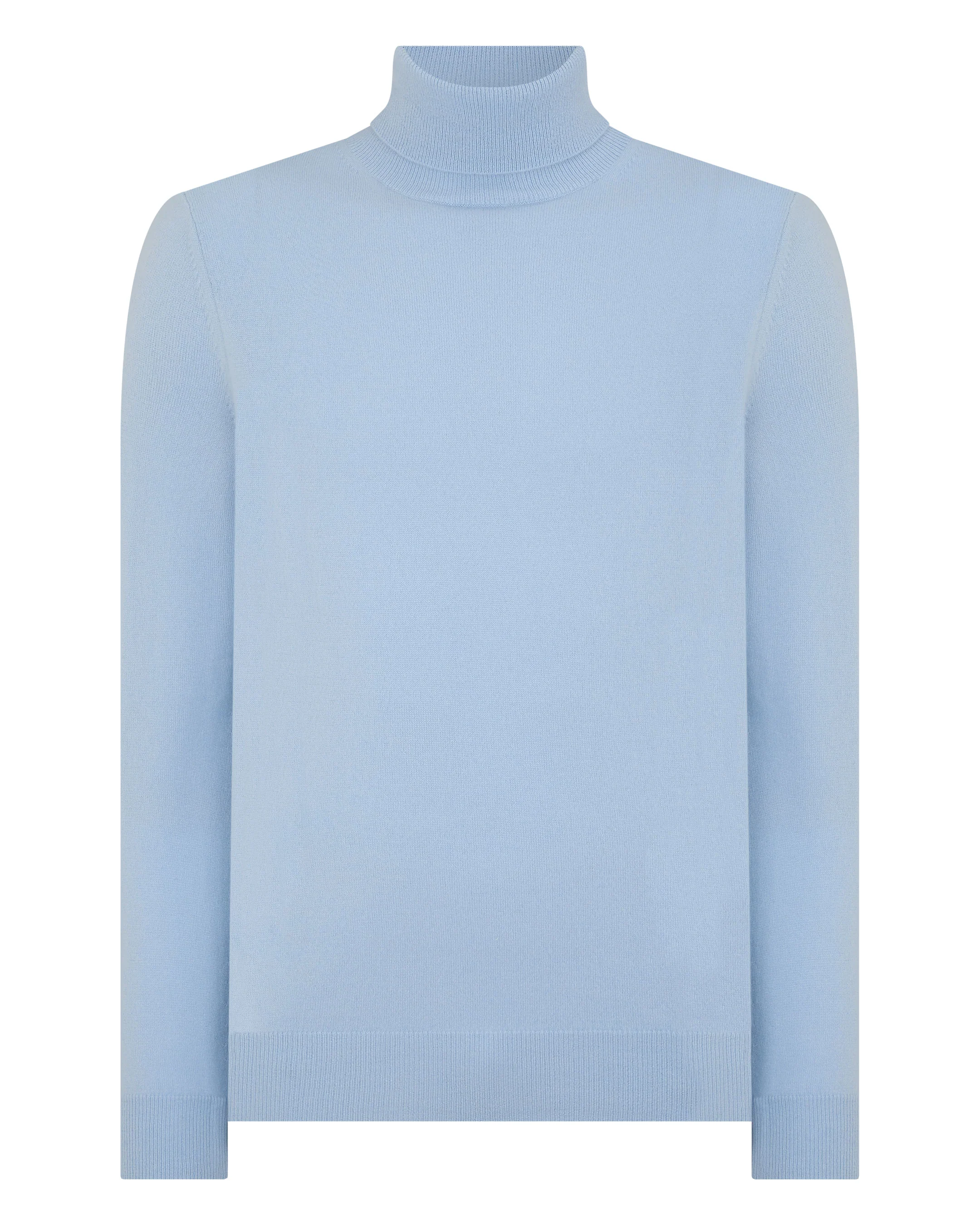 Men's Trafalgar Roll Neck Cashmere Jumper Sea Mist Blue - Image 2