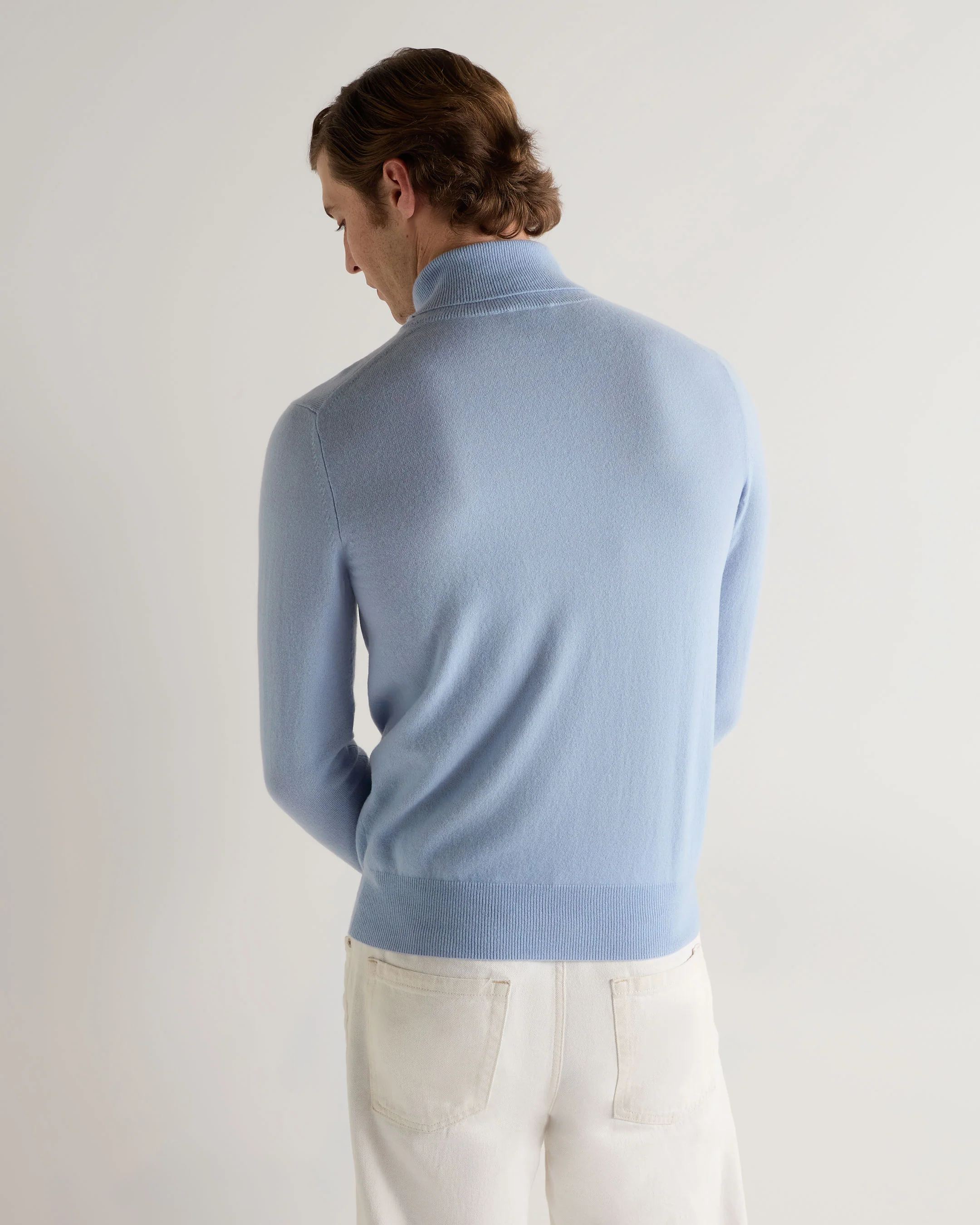 Men's Trafalgar Roll Neck Cashmere Jumper Sea Mist Blue - Image 4