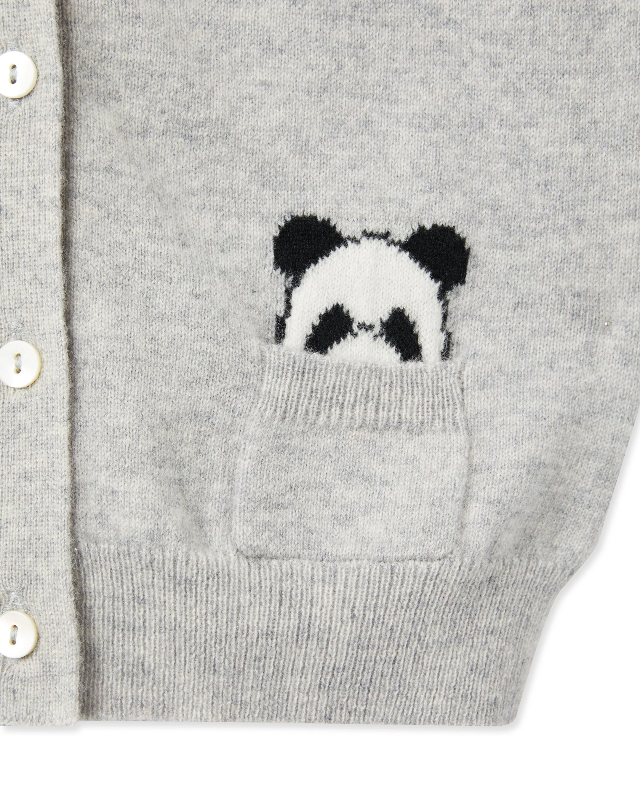 Panda Pocket Cashmere Cardigan Fumo Grey - Image 6