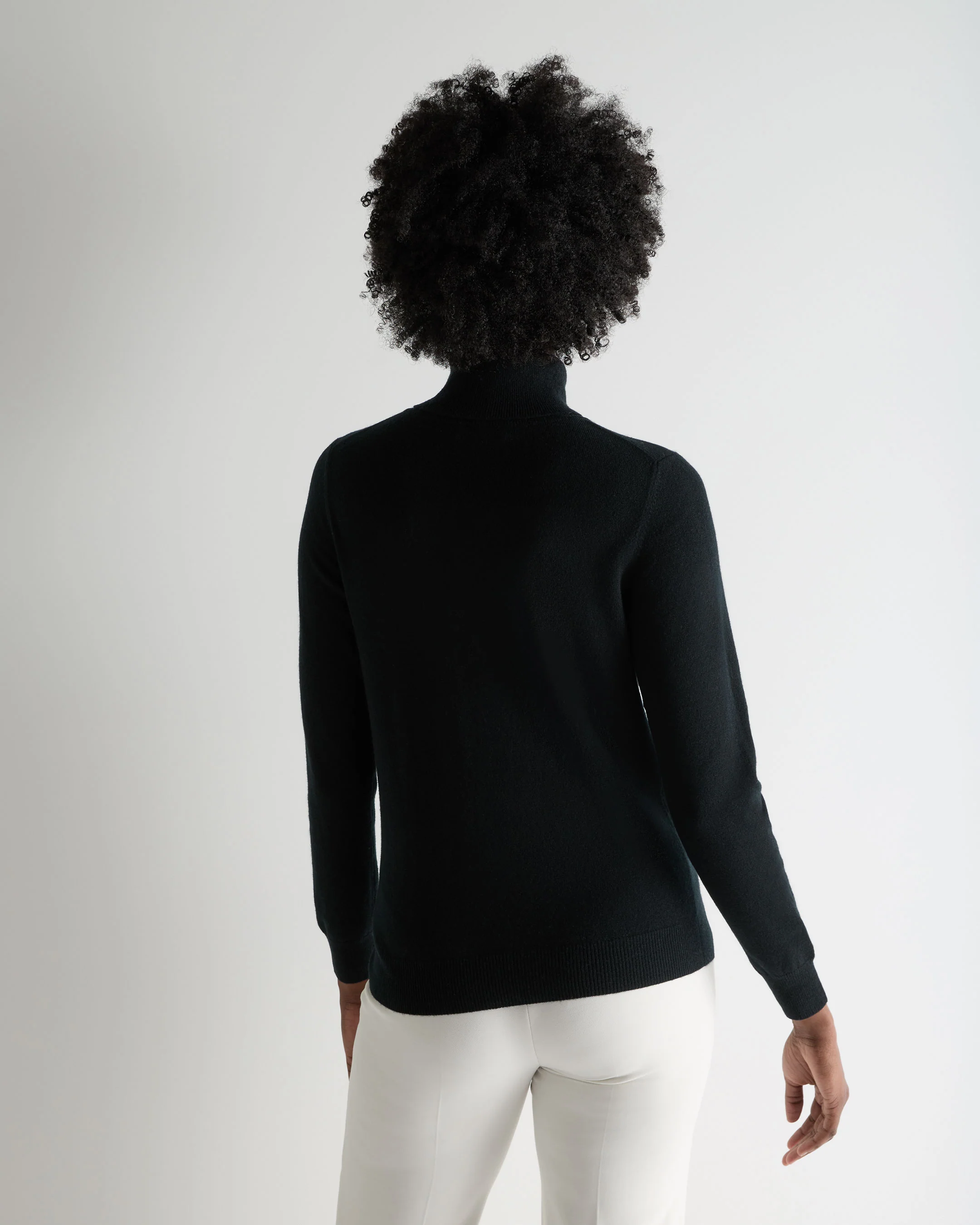 Women's Luna Roll Neck Cashmere Jumper Black - Image 4