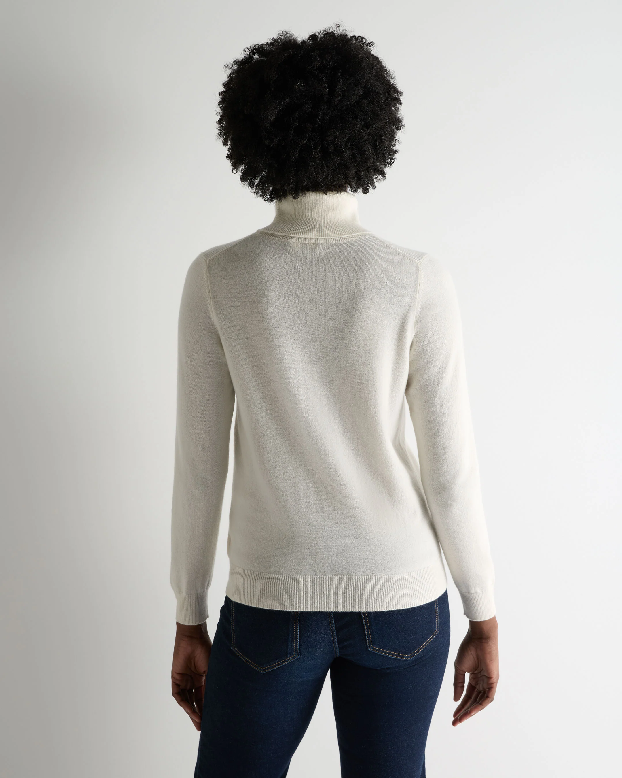 Women's Luna Roll Neck Cashmere Jumper New Ivory White - Image 4