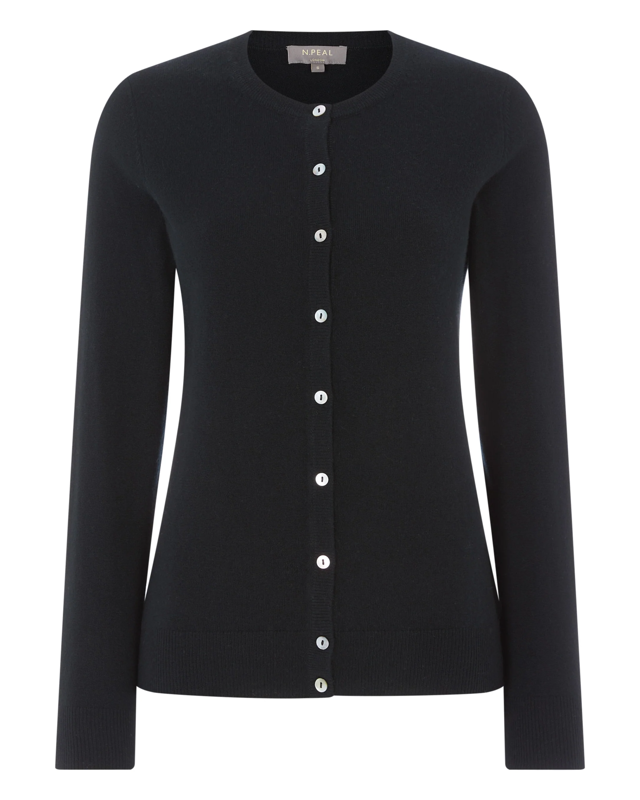 Women's Olivia Round Neck Cashmere Cardigan Black - Image 2