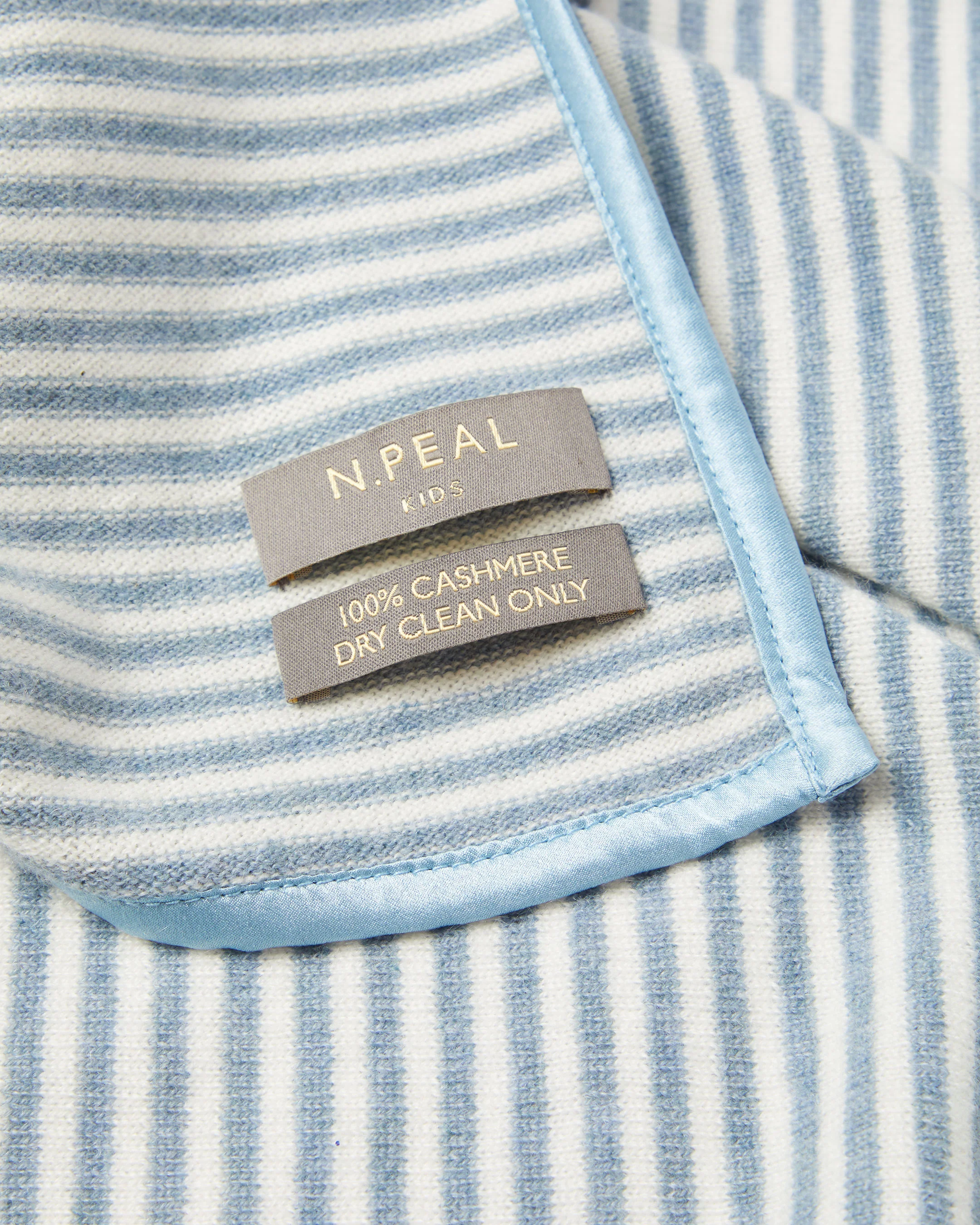 Stripe Baby Cashmere Blanket Heather Blue - Image 3