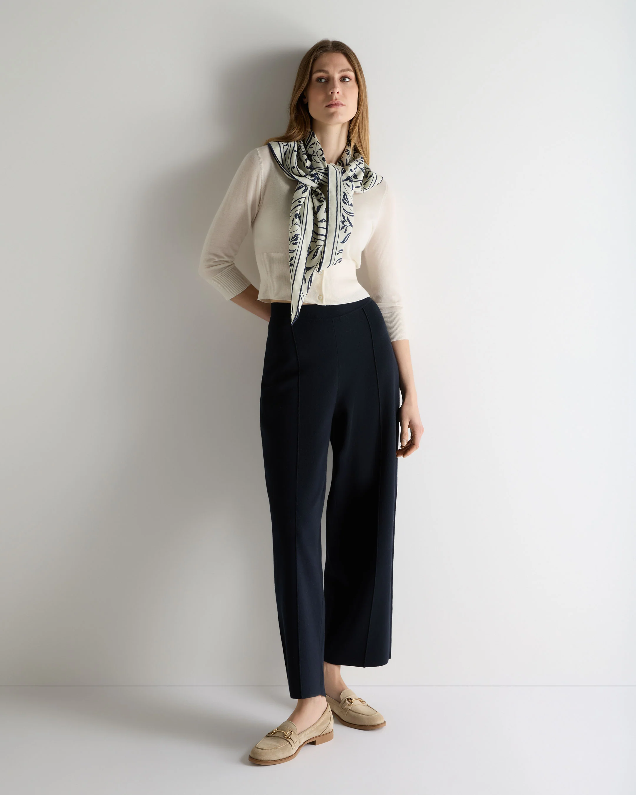 Women's Darcie Superfine Cashmere Cropped Cardigan New Ivory White - Image 3