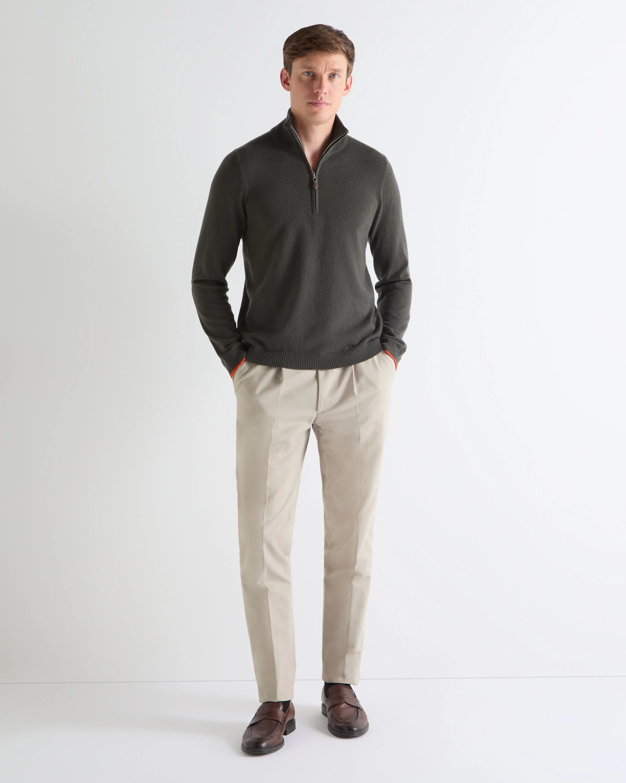 TUCCI HALF ZIP Arabica Khaki Green - Image 3
