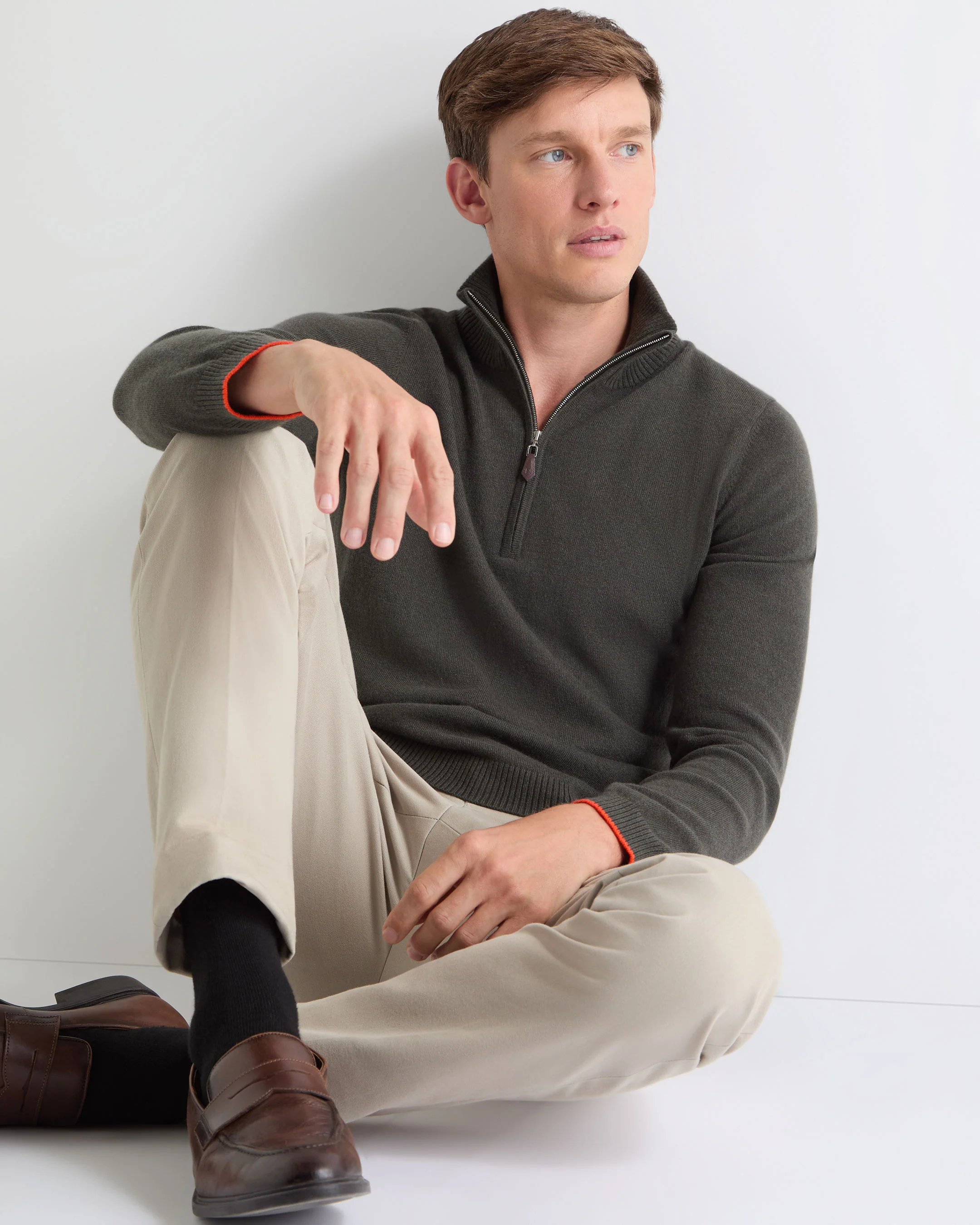 TUCCI HALF ZIP Arabica Khaki Green - Image 5